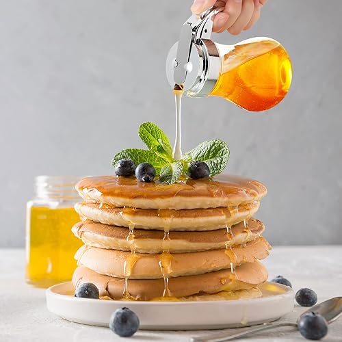 Miniatura 6 de Paquete de 16 dispensadores de jarabe, botella de vidrio, recipiente de jarabe para panqueques, recipiente para chocolate de arce, boquilla