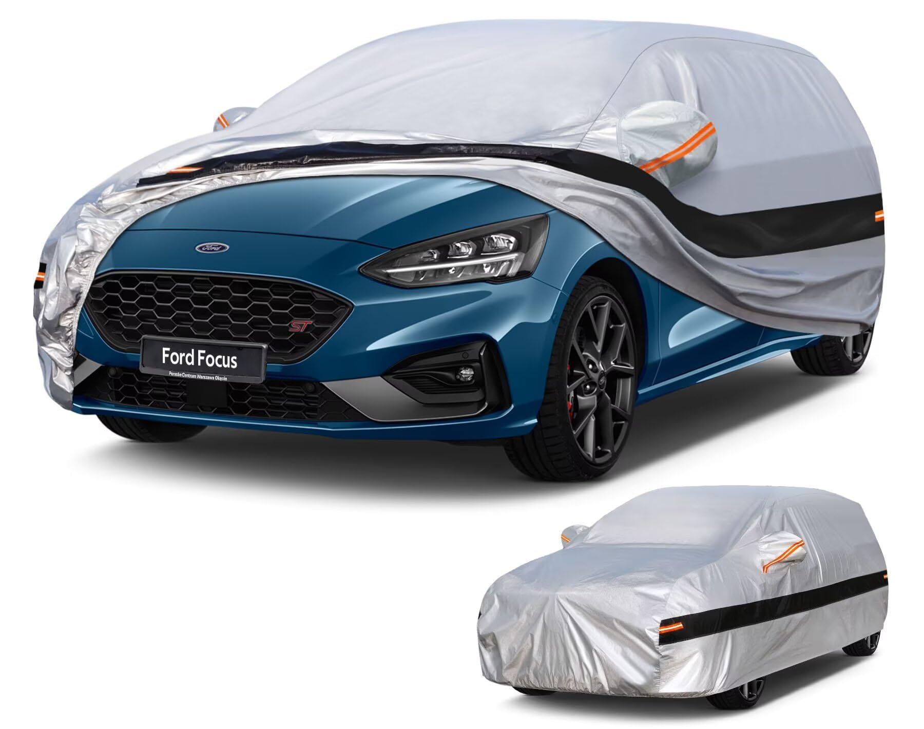 Holthly 10 strati Telo Copriauto per Ford Focus Hatchback(1999-2025),100% copertura auto impermeabile,Telo Copri Auto per Esterno,impermeabile,protezione UV,antivento,antipolvere.