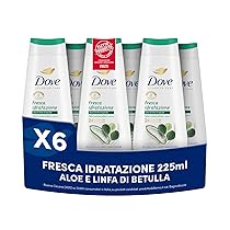 Dove Bagnoschiuma Fresca Idratazione, Bagnodoccia Idratante, Formula Delicata sul Microbioma della Pelle, con Agenti Idratanti Vegetali, Senza Solfati SLES, Bagnodoccia Uomo e Donna, 6 Pezzi da 225 ml