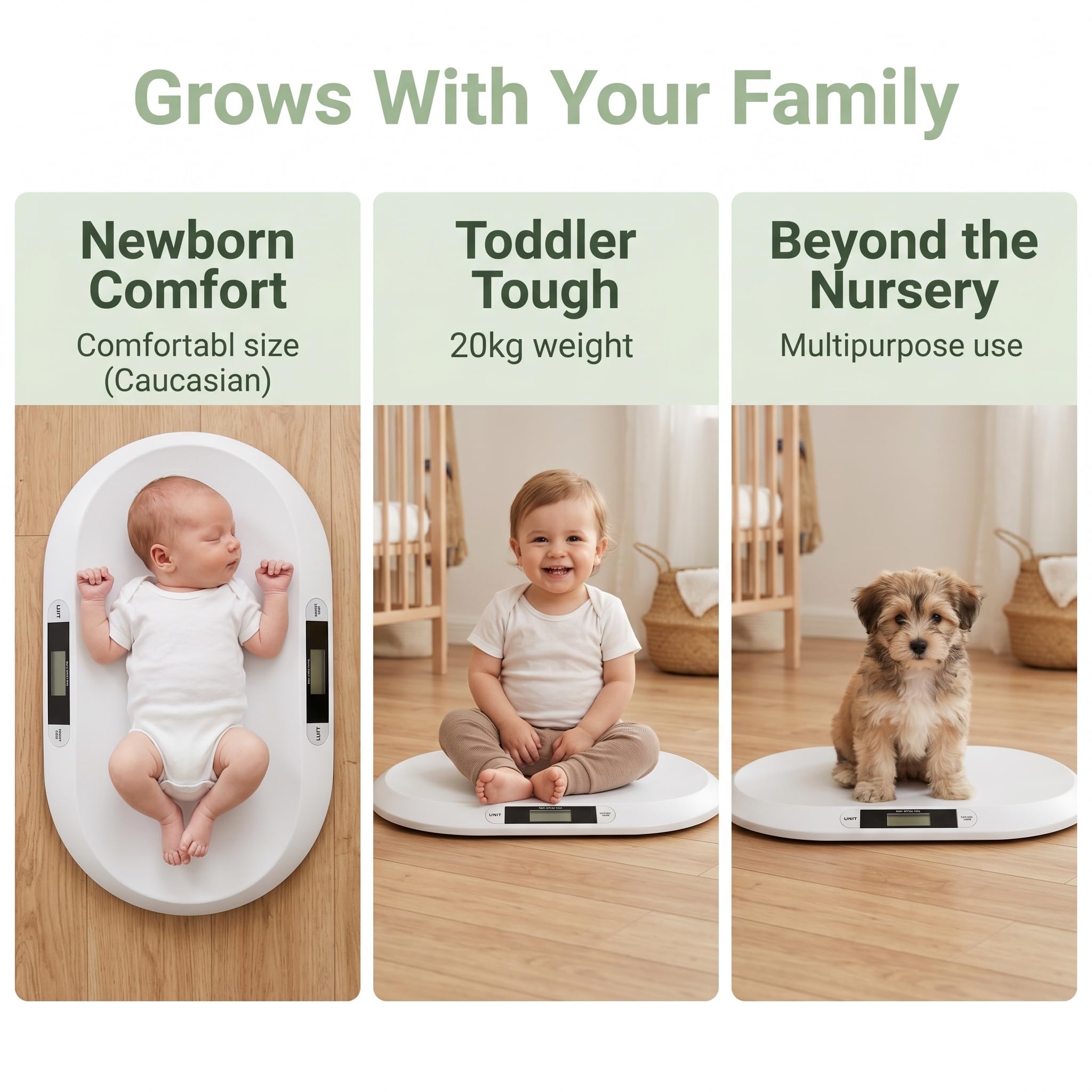 Bilancia per Neonati Ad Alta Precisione con Display LCD, Bilancia Intelligente per Bambini, Misurazione Accurata del Peso del Neonato Fino A 20 Kg/44 Libbre, Indispensabile per I Neo Genitori.