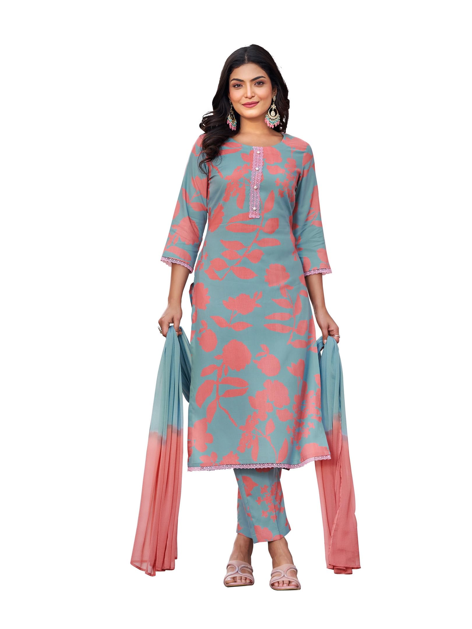Women Kurta Set | Ethnic Kurta Pant Set for Women | Printed Kurta Set | (VC_184TBD_DUSTY RAMA)-image-22