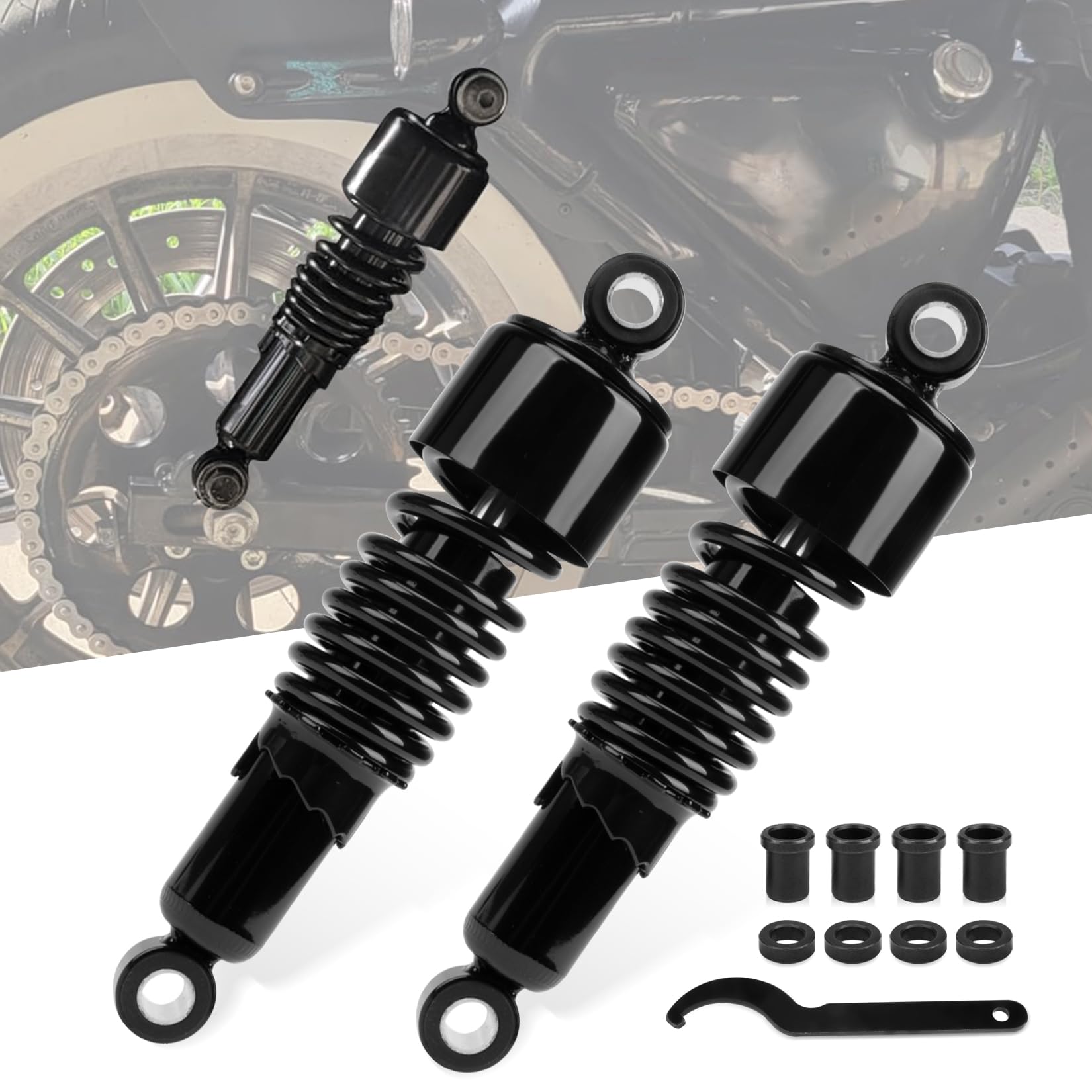 PSLER Kit sospensione posteriore Ammortizzatore posteriore Kit di abbassamento ammortizzatori posteriori Precarico regolabile 10,5 '' per Sportster XL 883 1200 1988-2023 Touring Street Road Electra