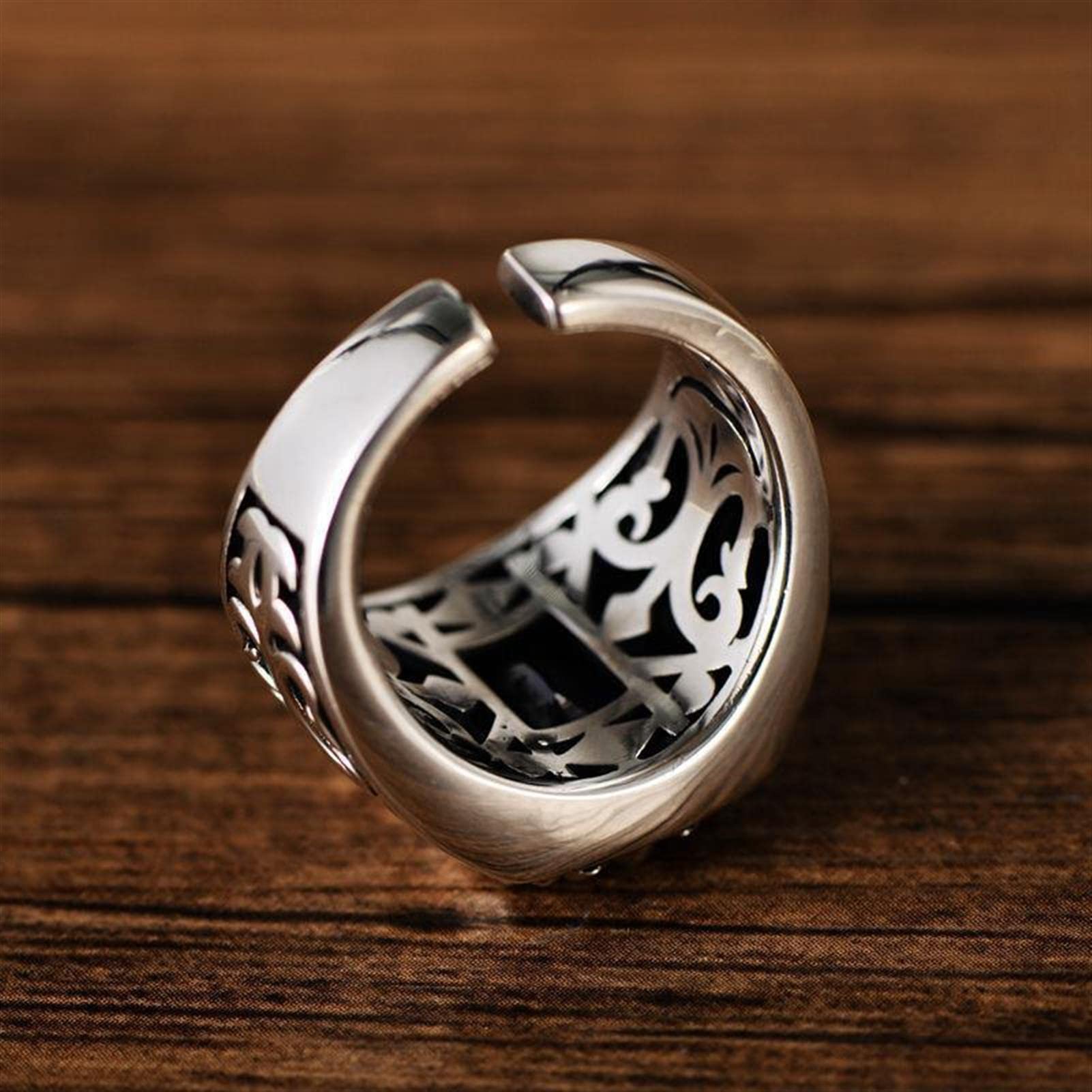 Vintage Ringe, modische Männer und Frauen Verlobungsringe, s925 Silber Saphir Ring verstellbare Ringe für Paare, mit Geschenkbox