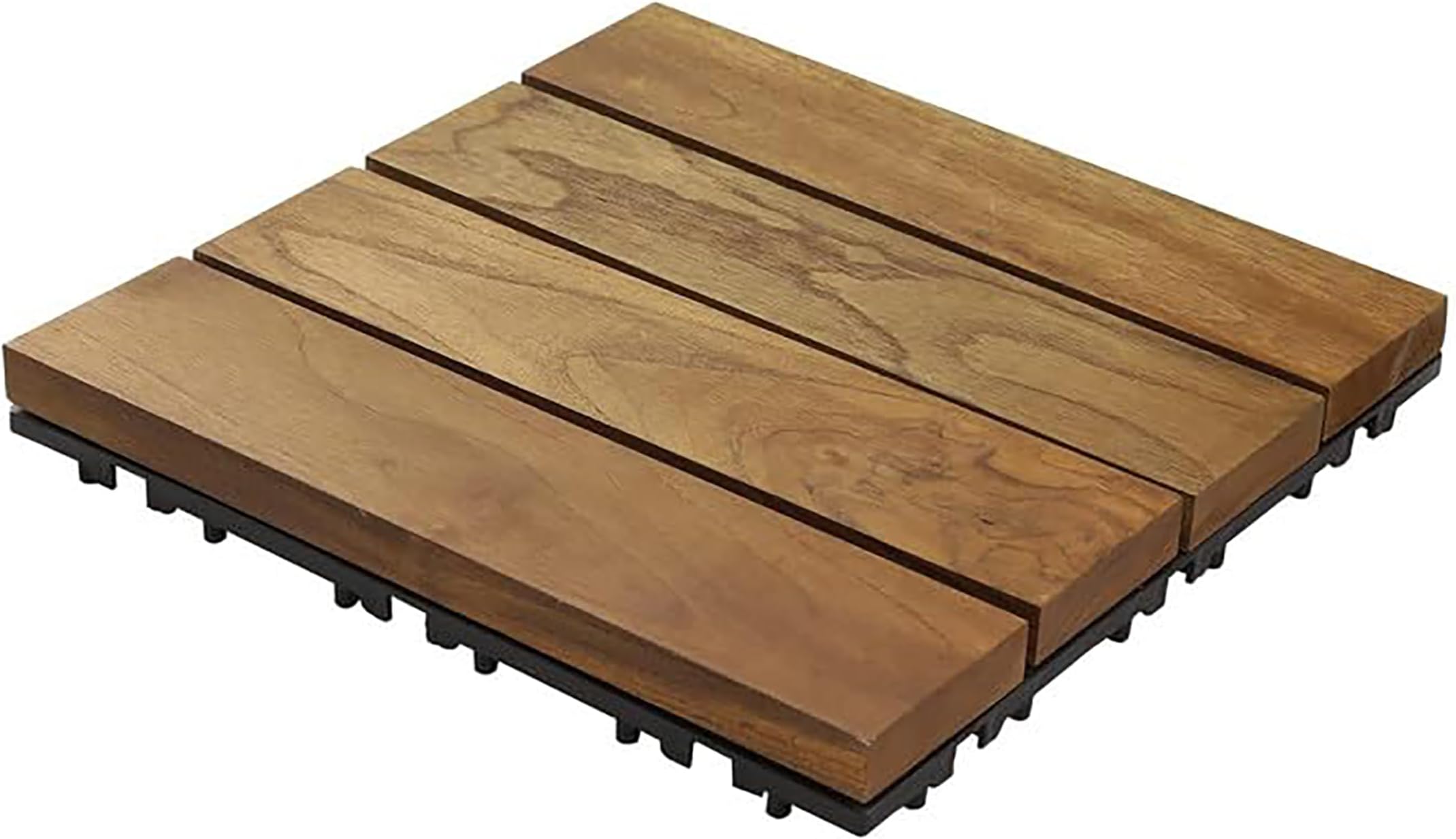 Sharpex Deck Tiles with Interlocking | 1 Piece Teck Wood Floor Decking Water Resistant Tile for Balcony, Terrace, Garden | Quick Flooring Solution for Indoor/Outdoor (Brown)