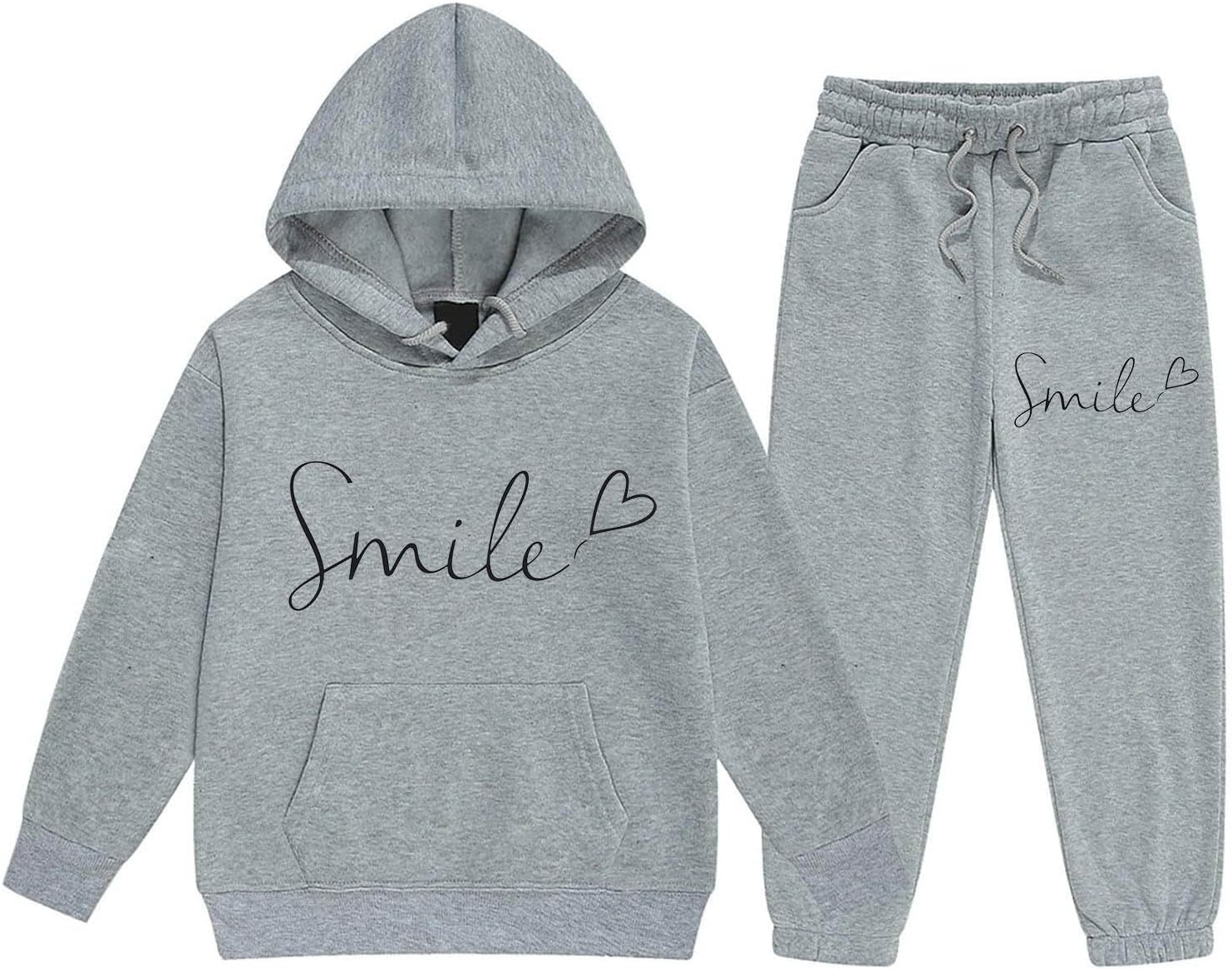 Generisch Trainingsanzug Für Kinder | 2-teiliger Jogginganzug Mit Herz-Druck | Sportbekleidung Für Herbst & Winter