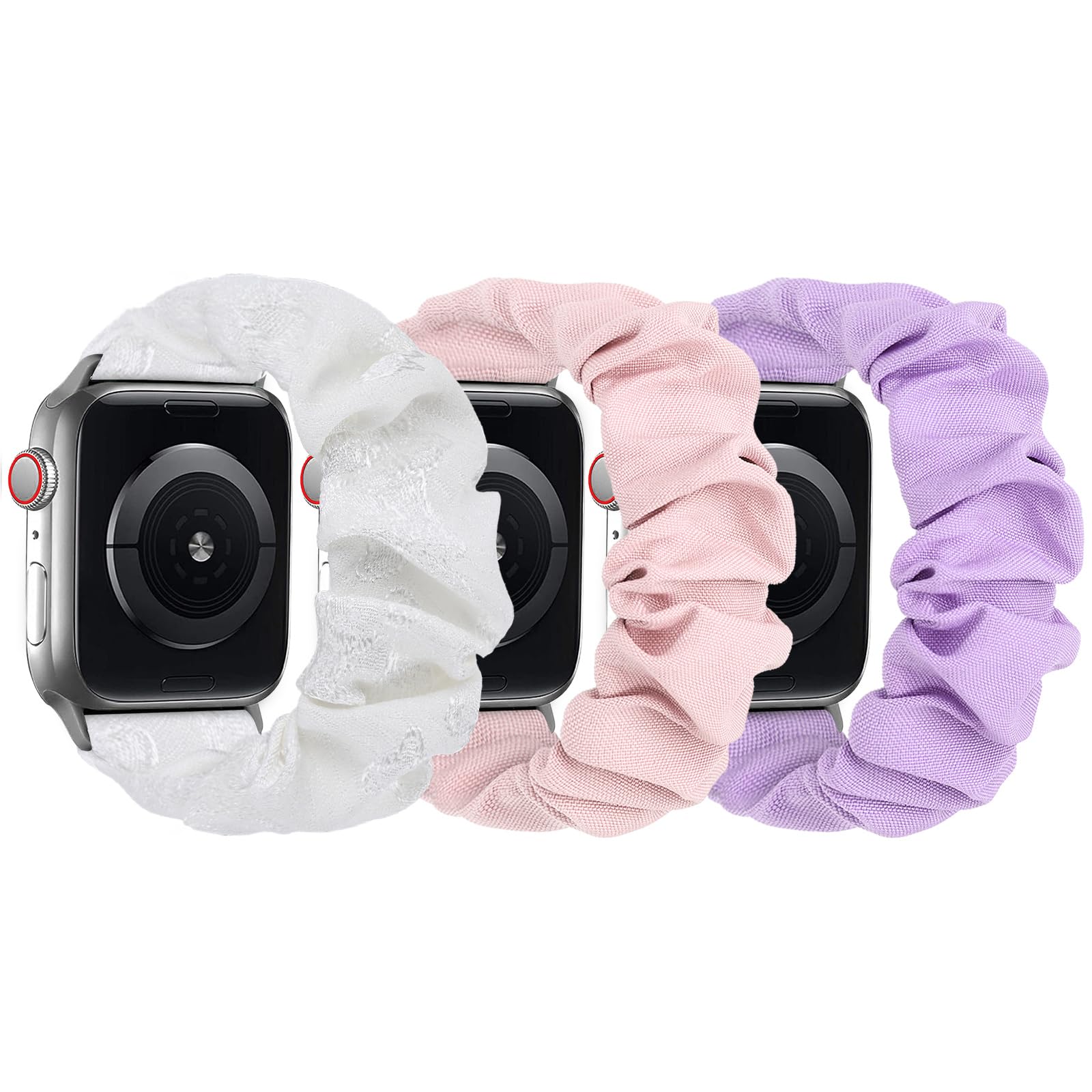 sylacor Scrunchie Bands Compatible with Kids Apple Watch Band, Cute Stretchy Breathable Strap for iWatch Series 10 9 8 7 6 5 4 3 SE SE2 SE3 Small