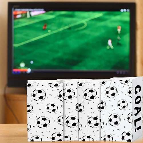 Miniatura 6 de Gersoniel Paquete de 30 bolsas de papel para recuerdos de fiesta de fútbol, bolsas de dulces de fútbol, bolsas de aperitivos de fútbol, bolsa de