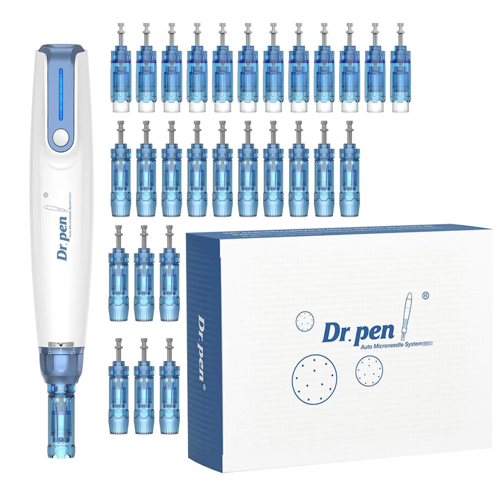Dr. Pen A9 hautpflege-Pen Set mit 28 Patronen (12×12Pin & 10×36Pin & 6xNanoR), Kabellose, 6 Geschwindigkeitsstufen & LED-Anzeige für Hautpflege, Feine-Linien-Verbesserung & Hautbild-Optimierung