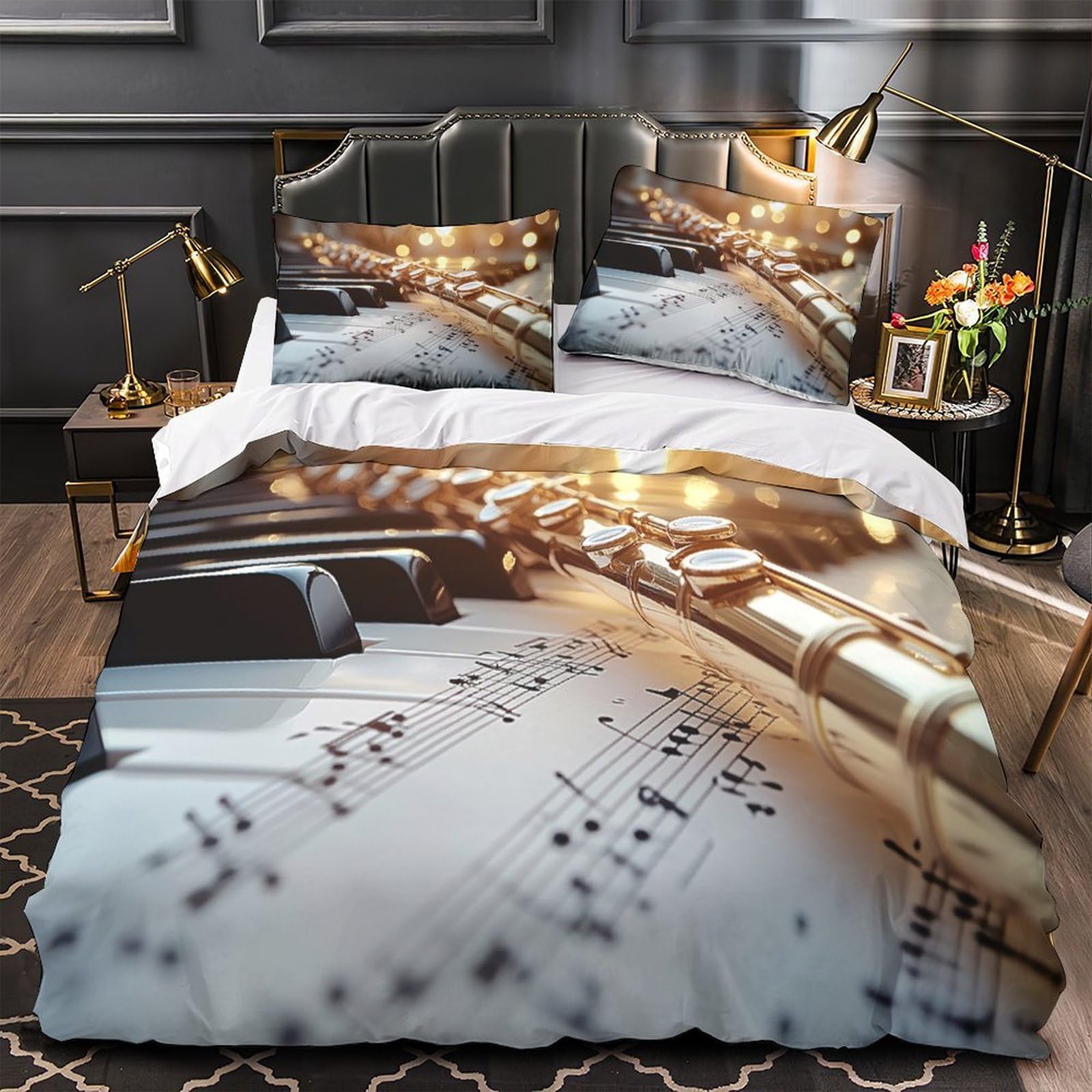 Housse de couette musique 135x200 pour lit une place avec motif imprimé 3D