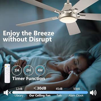 52 Modern Ceiling Fan With Lights and Remote - Black With Dual Finish Blades for Indoor/Outdoor Use - Noiseless Nickel Fan for Bedroom