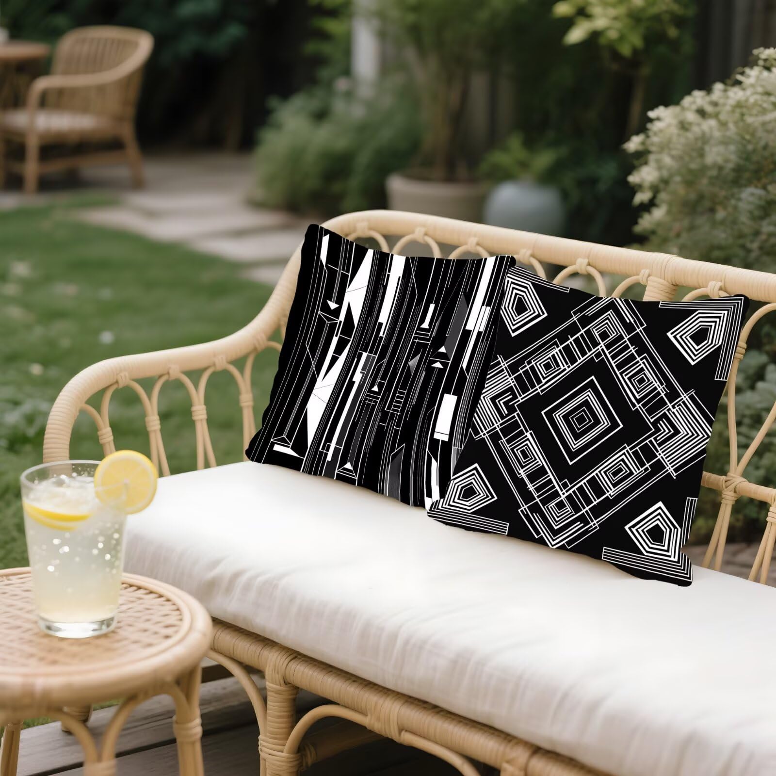 Federe Cuscini Divano 40x40cm, Federa Cuscino Geometria In bianco e nero Quadrati Copricuscini Super Morbido Copri Cuscini Per Divano, Cuscino Decorativo da Esterno Giardini, Camera Divani, Sedie P324