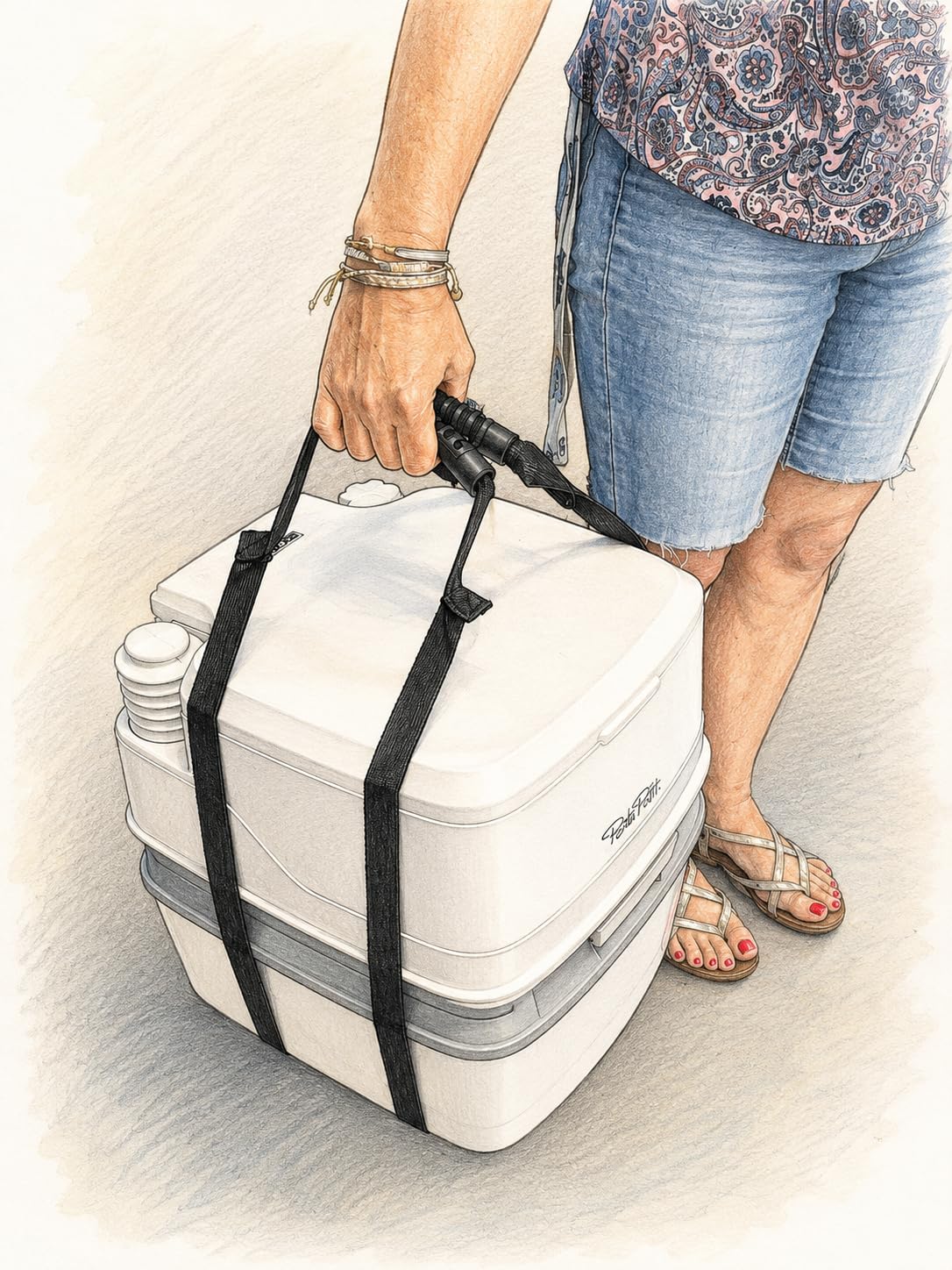 Gurt für Toilettenhocker Porta Potti und Bi - Pott zum leichten Herrausheben
