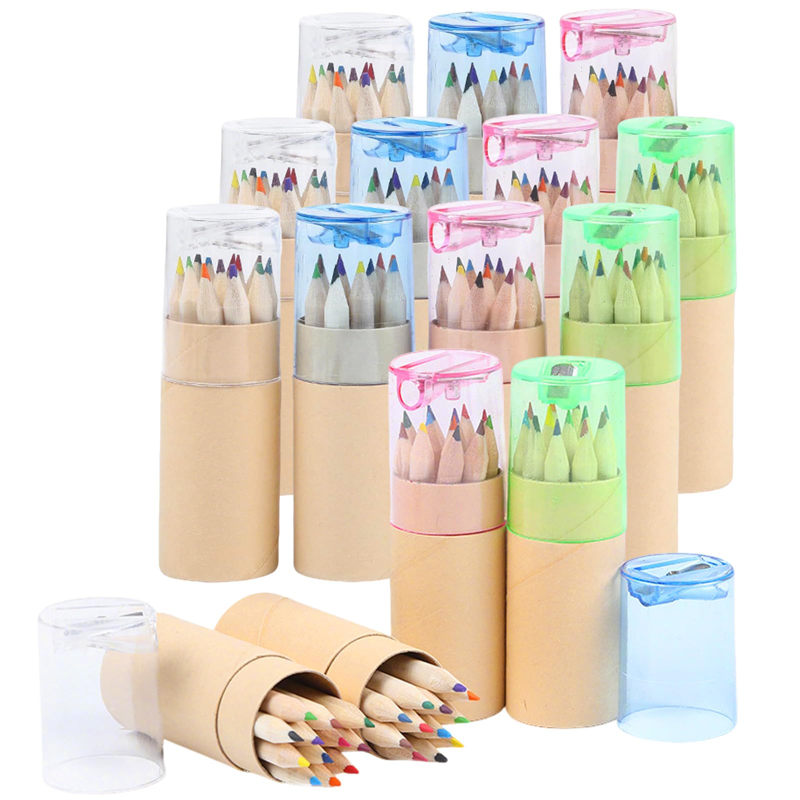 Zeckzoin 30 Pack Mini Drawing Colored Pencils with Sharpener, Portable Color Pencils in Tube Drawing Pencil Bulk for Kids Adults Artists Writing