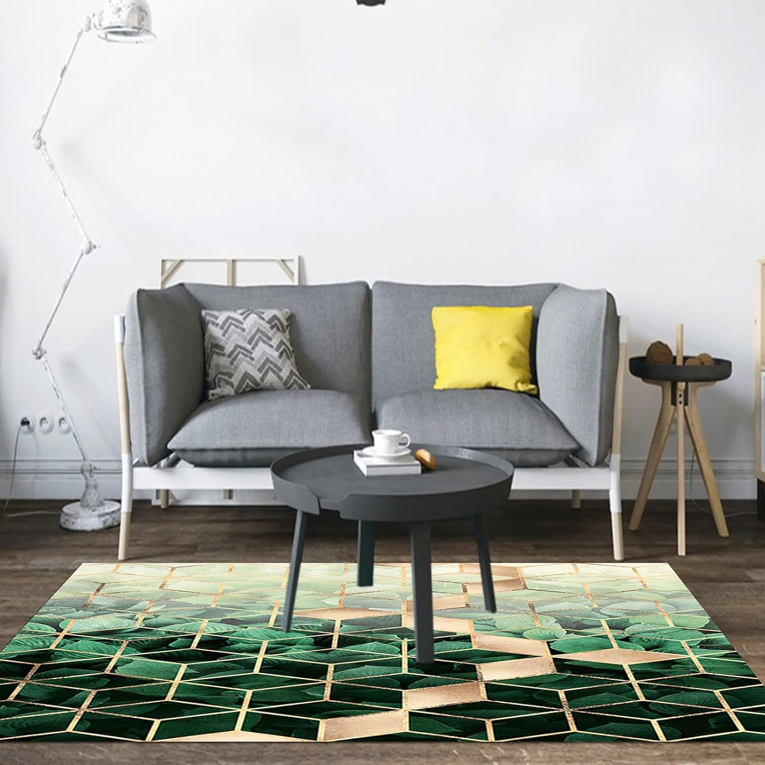 アンティーク ヴィンテージ パブミラー 浮世絵 女性と茶碗 金属製