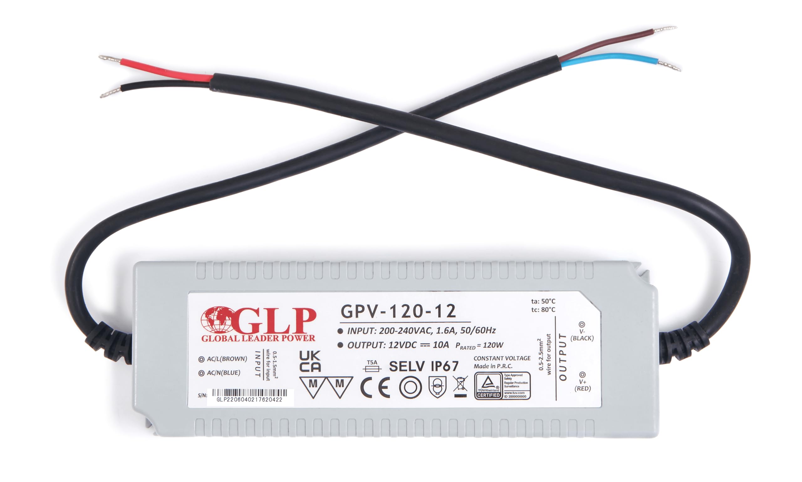 Netzgerät GLP - Hutschienen Netzteil mit 12V, 120Watt, 10A, LPV-150-12 - Schutzart IP67 - Hutschienen Netzteil LED-Rail - Überspannungsschutz - Passivkühlung - 205x70x45mm