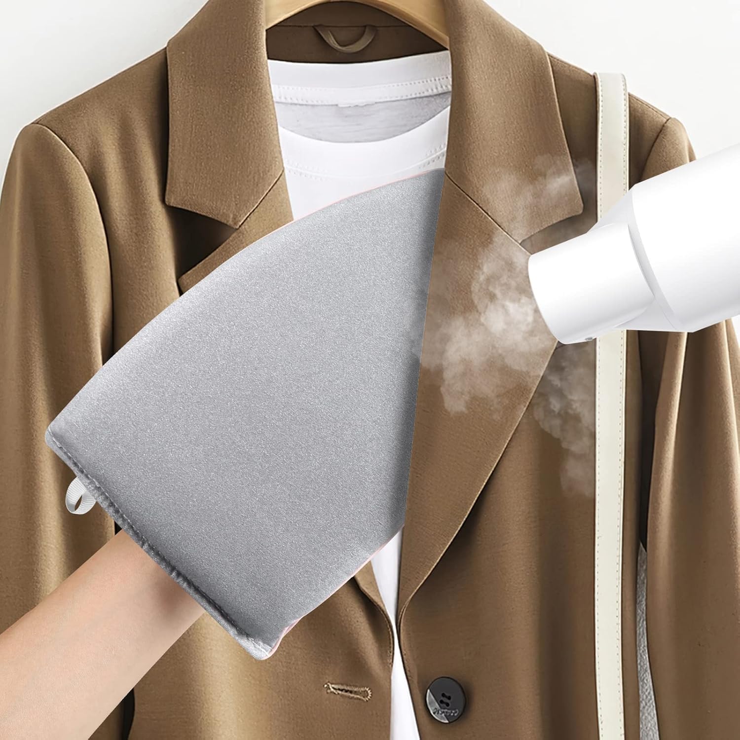Portable Ironing Board Mini Handheld Steam Iron Board Heat Resistant Mitt for Clothes Steamers, Waterproof Garment Steamer Ironing Glove for Travel On Business Trip-image-46