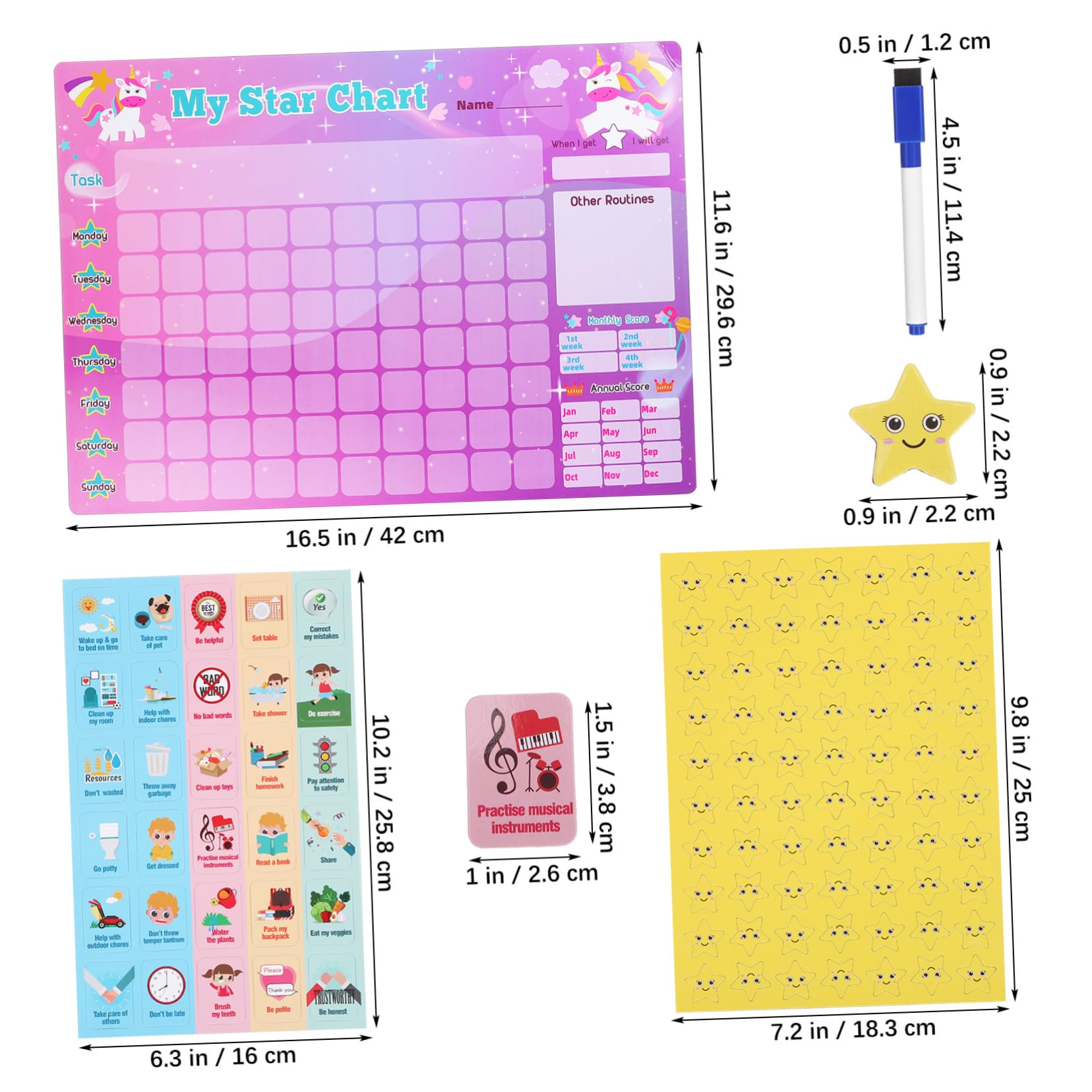 Tabla de Recompensas 1 Juego Plástico Magnética para Hábitos | Decoracion Colegio, Superficie Escribible, Incluye Bolígrafos y Pegatinas de Recompensa