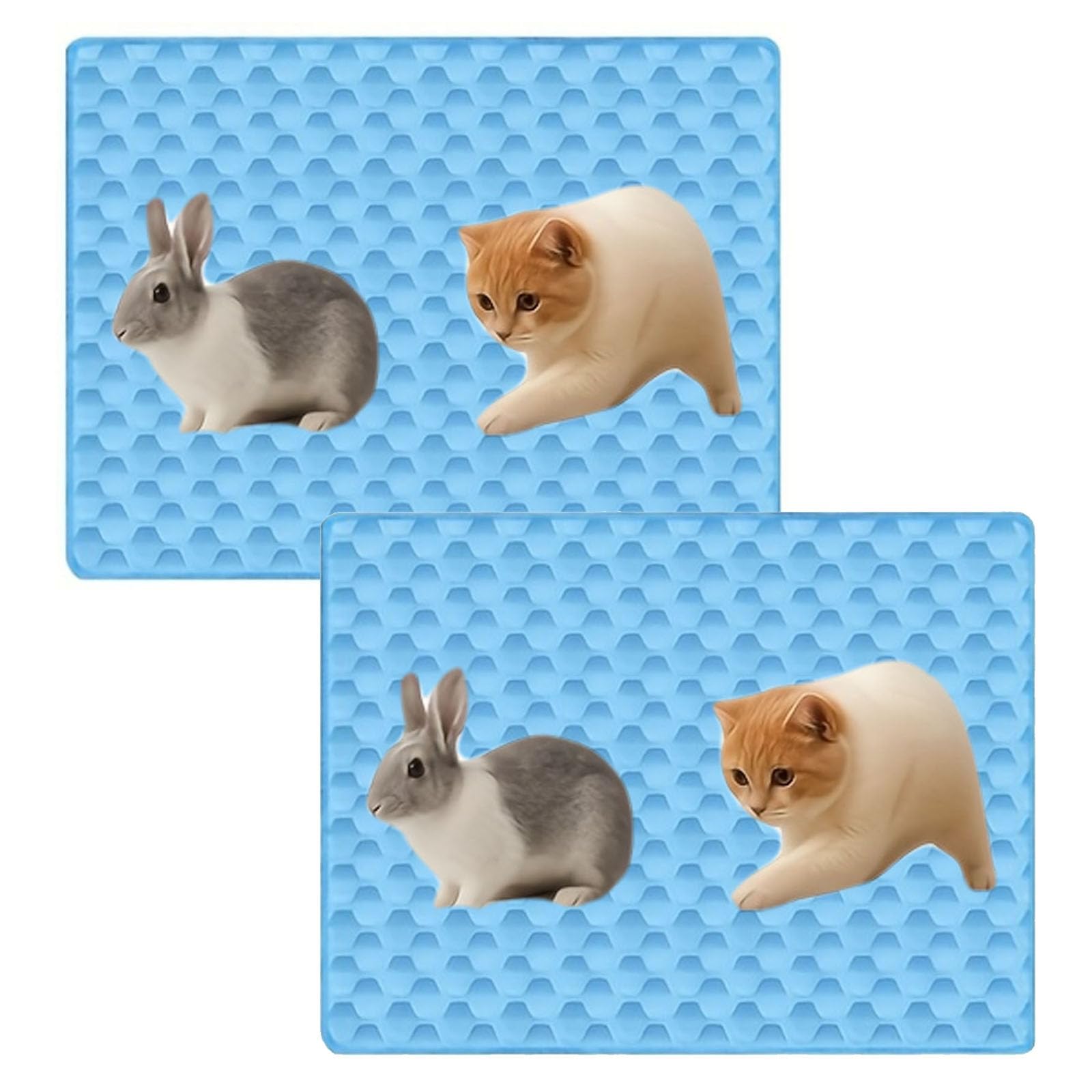 Self-Cooling Mat for Dogs and Cats Gifts, Washable Portable Cooling Ice Pad for Crate, Kennel, Car, Sofa, Bed, Floor, Indoor Outdoor Summer Use (Blue-S-2pcs)