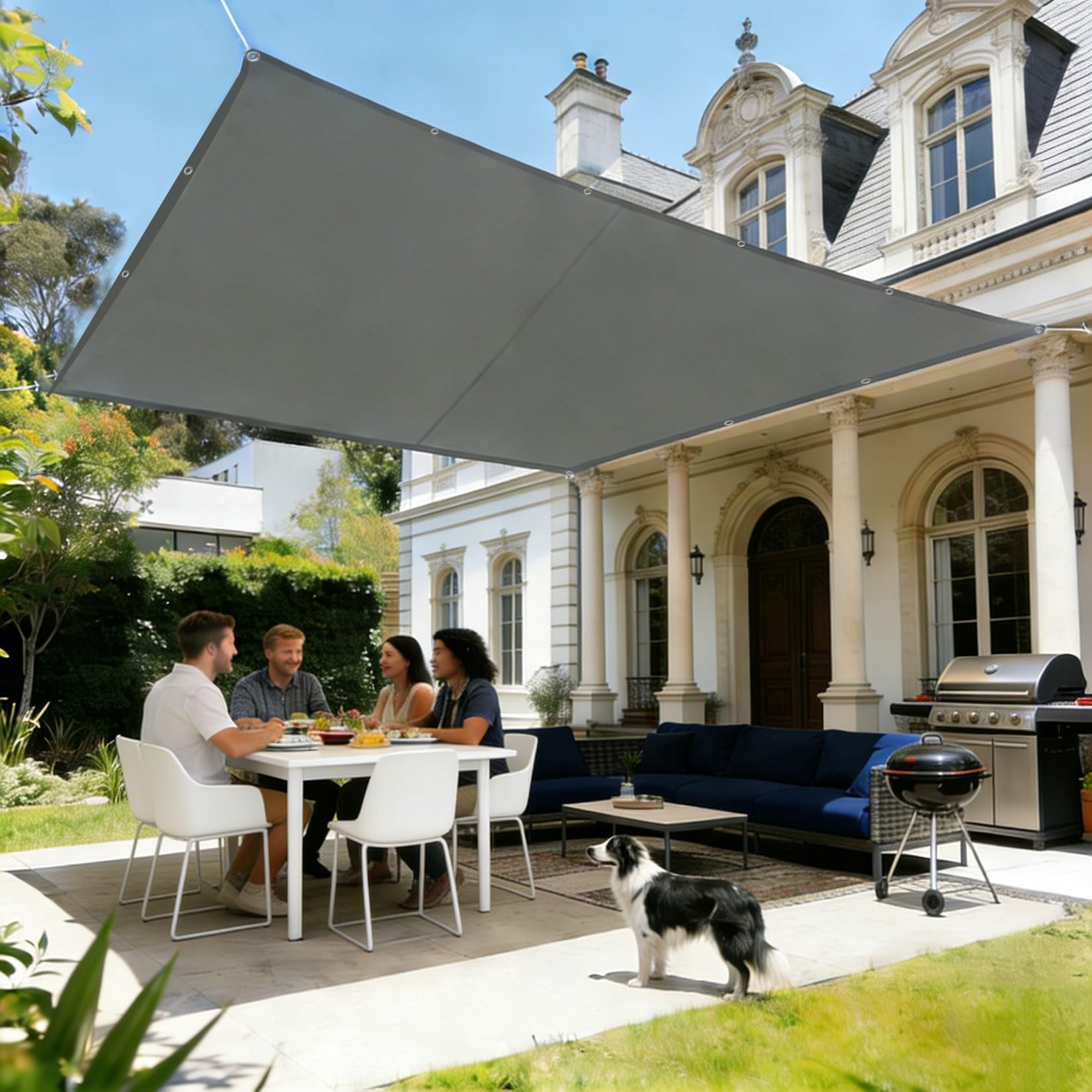 Auvent d'ombre rectangulaire gris clair protection solaire pour balcon