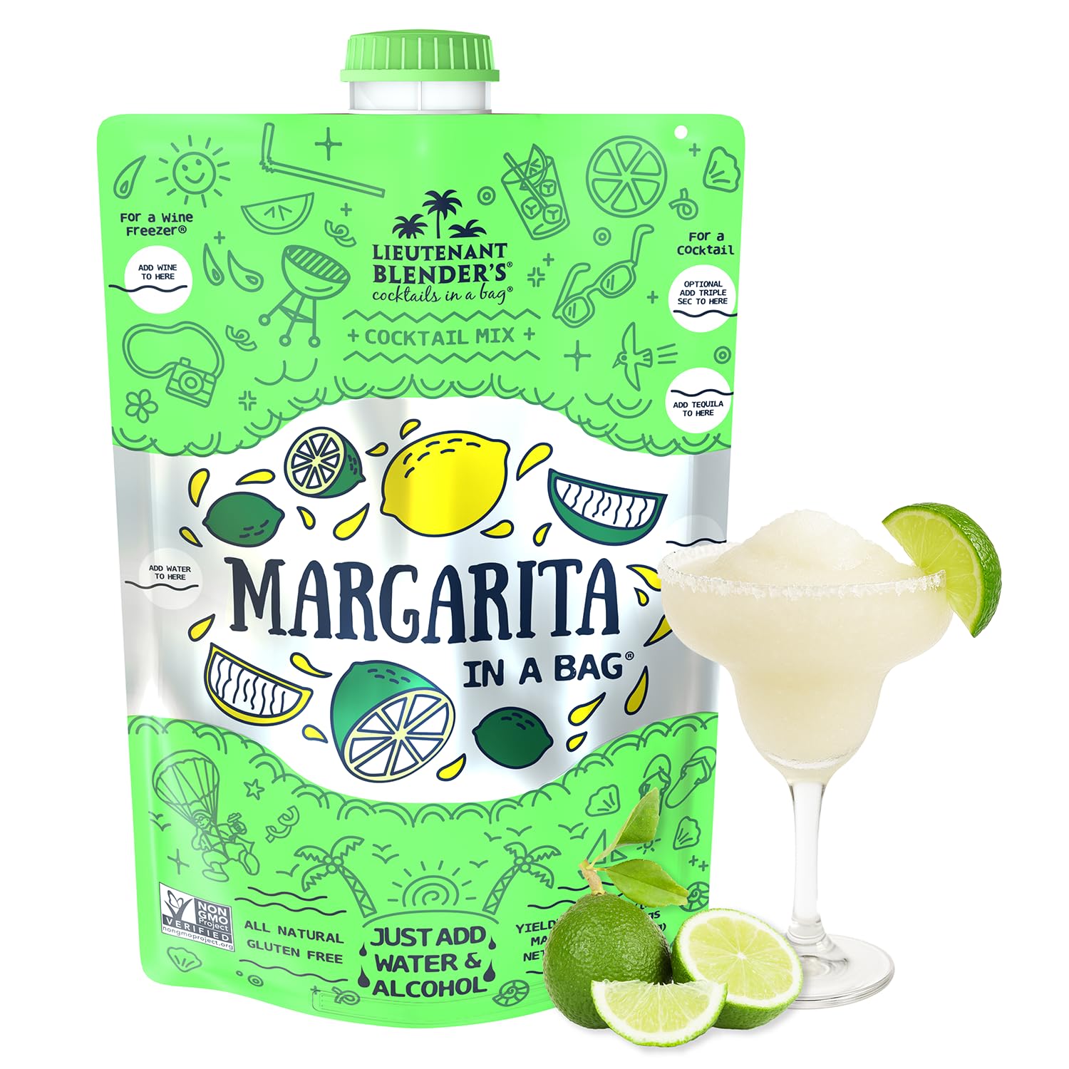Sponsored Ad - Lt. Blender's Margarita in a Bag - Margarita Mix - Each Bag Makes 1/2 Gallon of Frozen Margaritas – Non-GMO Cocktail Mix - No Margarita Machine Needed – Add Liquor, Wine or as a Mocktails (Pack of 1)