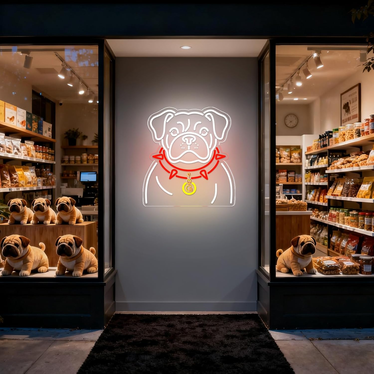 Neon Signs for Wall Decor, LED Neon Sign for Window Lights Bedroom Living Room Home Holiday Decorations (White- Bu dog)