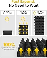 Vista 3 de Paquete de 48 paneles de espuma a prueba de sonido para paredes con autoadhesivos, paneles acústicos de alta densidad de 12 x 12 x 1 pulgada