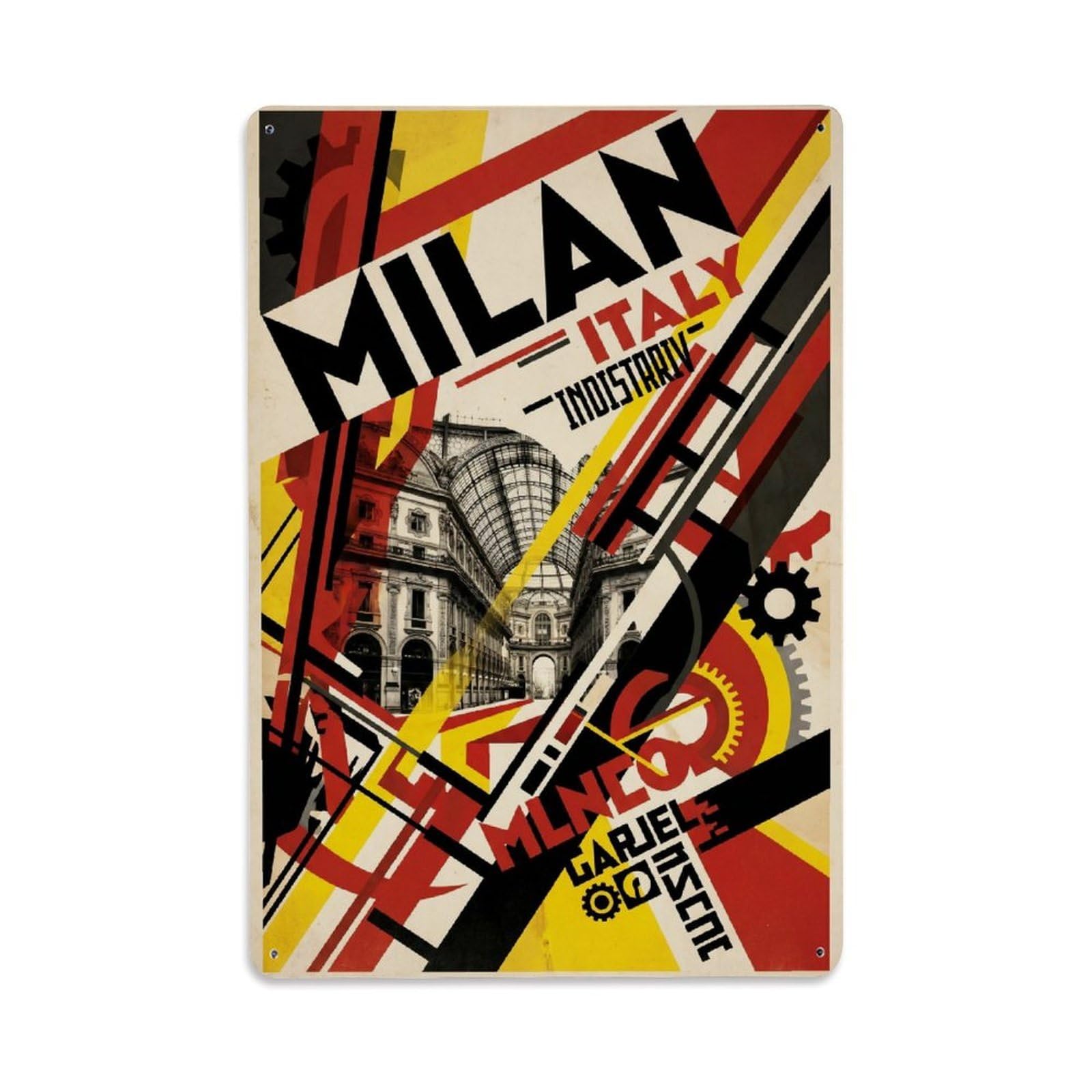 Olhnbad Style Historic Milan Italy Constructivist City Travel Metal Tin Sign