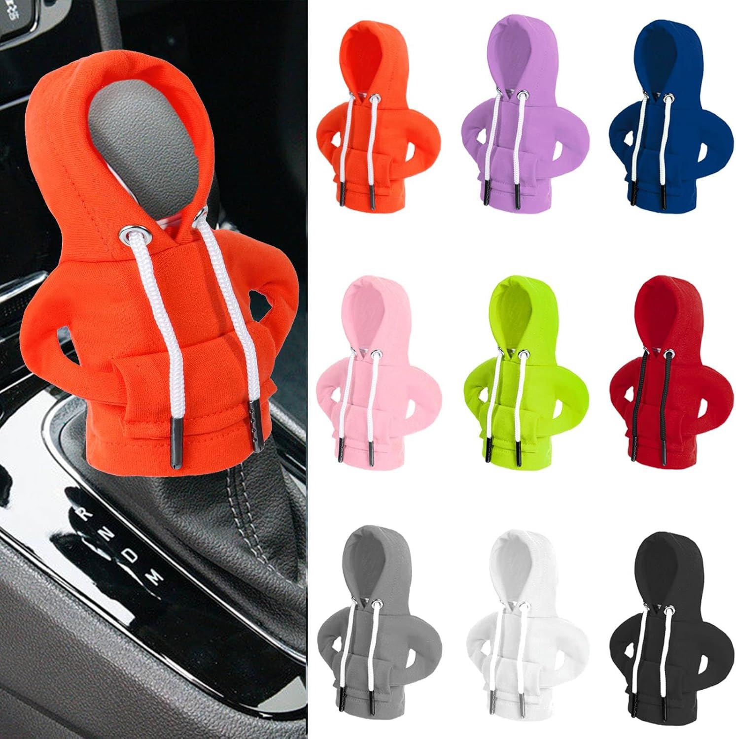 QmenA Mini Car Shift Knob Hoodie, Car Gear Shift Cover Hoodie Interior Accessories