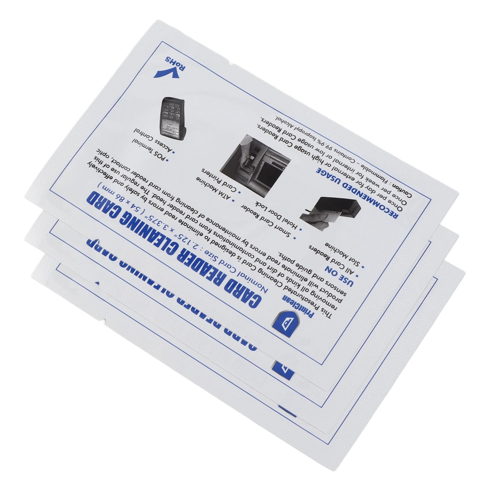 50 pezzi di carta Creed Card Reader Cleaner POS Swipe Terminal Cleaning Sches per stampanti per macchine per macchine Pvc Pulp Wood Pulp Paper 54x86mm
