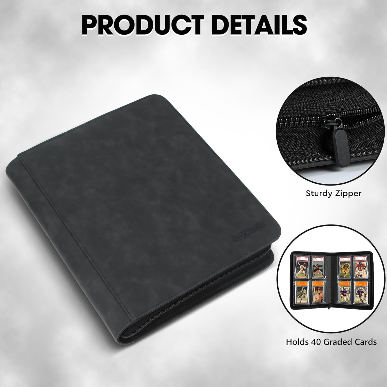 40 Pockets Graded Card Binder, PSA Slab Holder Binder, Graded Card Storage Album for PSA and CGC Slabs (4 Pockets, Black)