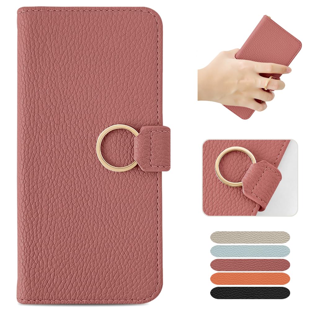 For Google Pixel 9a ケース 手帳型 おしゃれ リング付き グーグル ピクセル 9a ケース 手帳型 かわいい 女性 Pixel 9a ケース シンプル 美しい 財布型 ピクセル 9a ケース エレガント 人気 ストラップホール付き マグネット式 カード収納 スタンド機能 高級PU 肌感レザー 耐衝撃 レディース 手作 落ち着いた色 レトロ（スイカレッド）