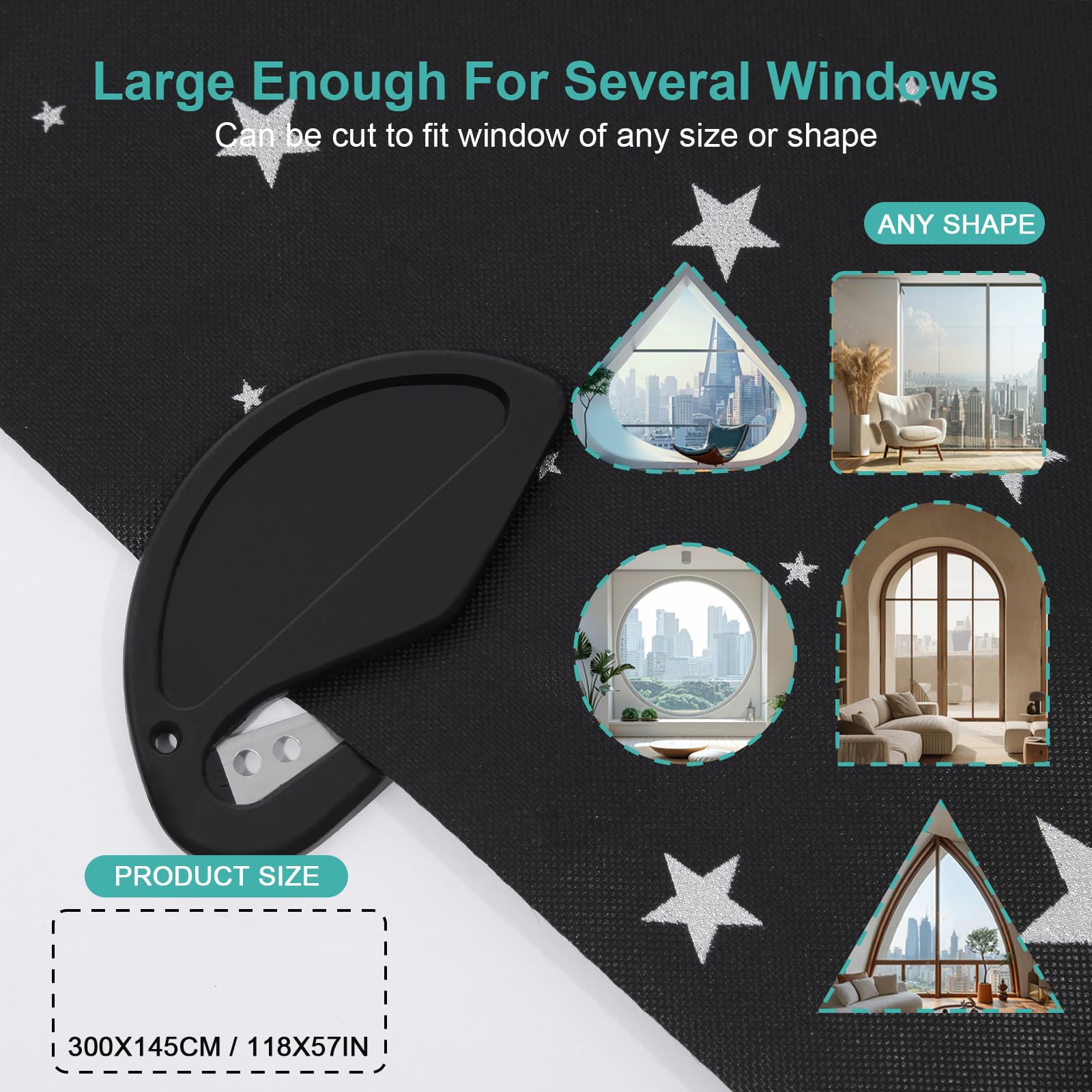 NAKHLA | Portable 100% Blackout Blind For Bedroom 300x145cm Stick On - No Drill Window Blinds