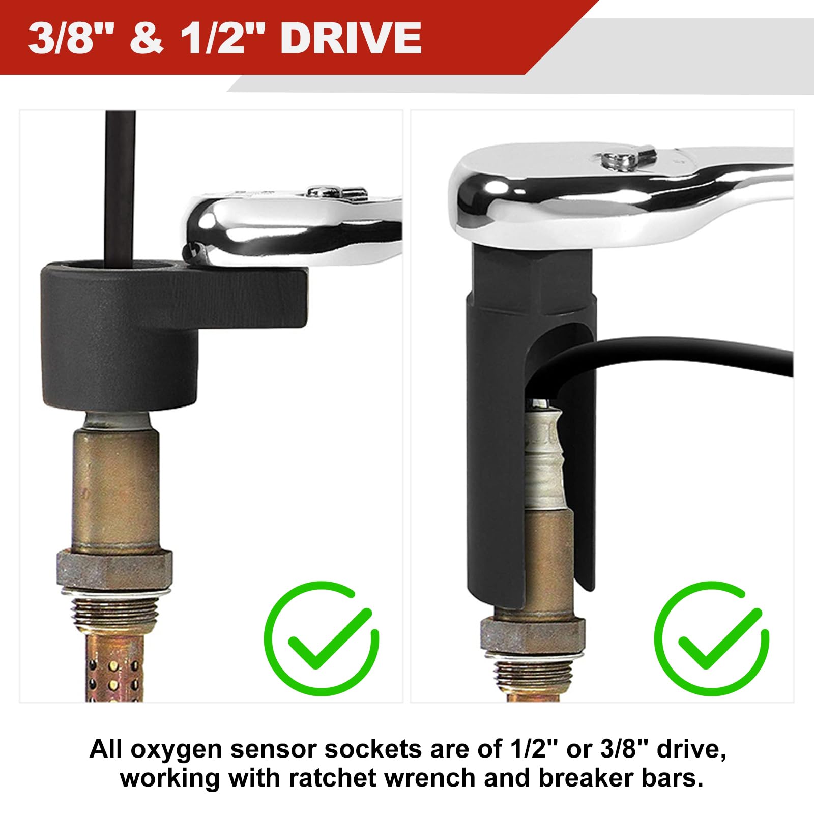 FreeTec 21pzas Llave Sonda Lambda, 22mm Vaso Sonda Lambda, Juego Llaves Sondas Lambdas Llave Sensor Oxigeno, Vasos Extractor Herramientas para Desmontar Sondas Nox Auto
