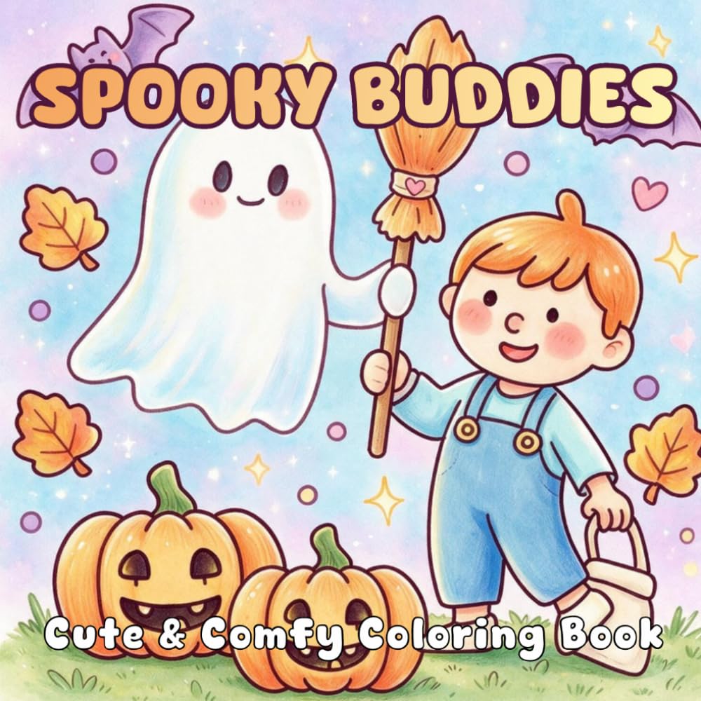 Spooky Buddies: Cute & Comfy Halloween Coloring Book: Creepy Cute Spooky Buddies, Fun Fall Scenes, and Cozy Autumn Hygge Moments