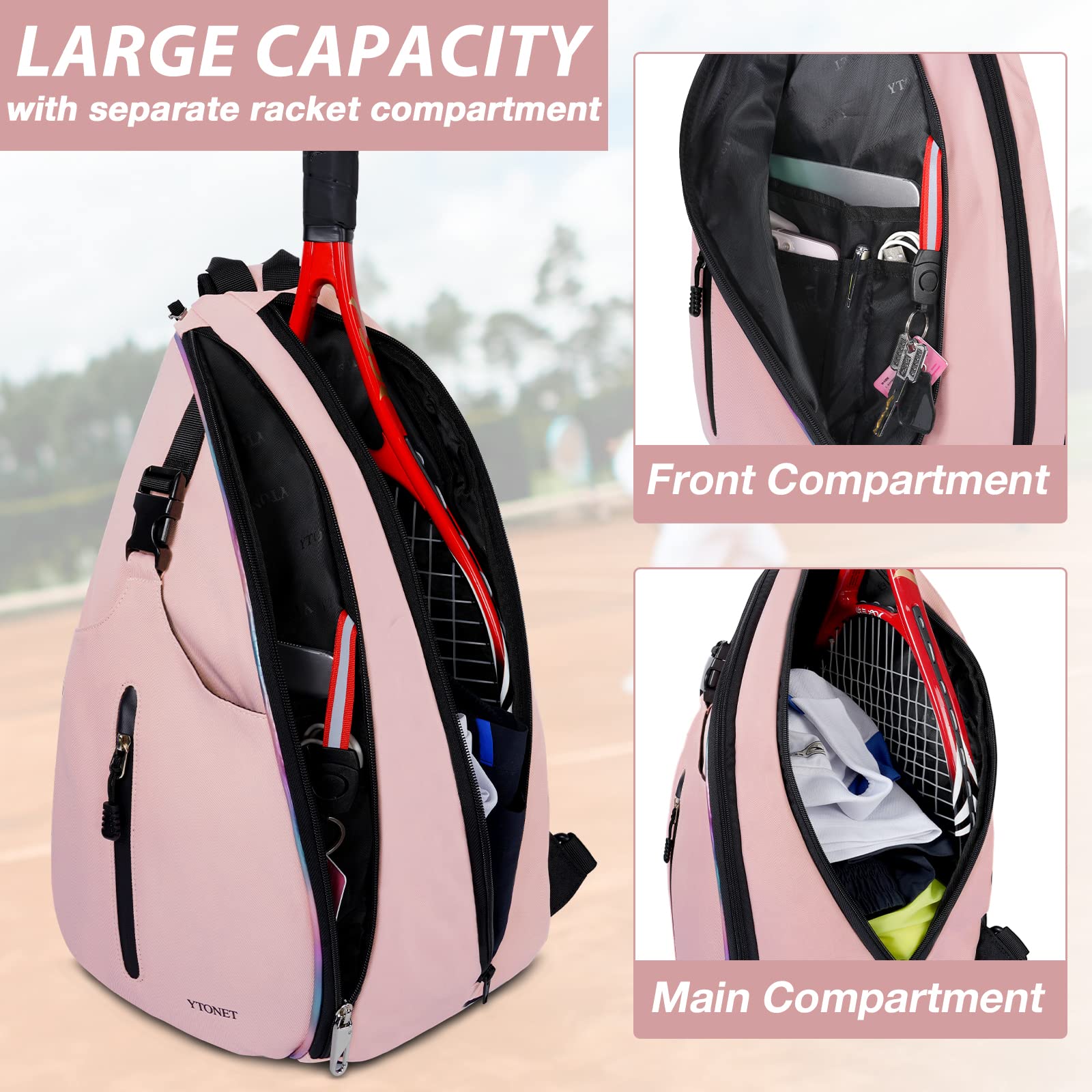 Tennis Bag, Tennis Sling Backpack Crossbody Water