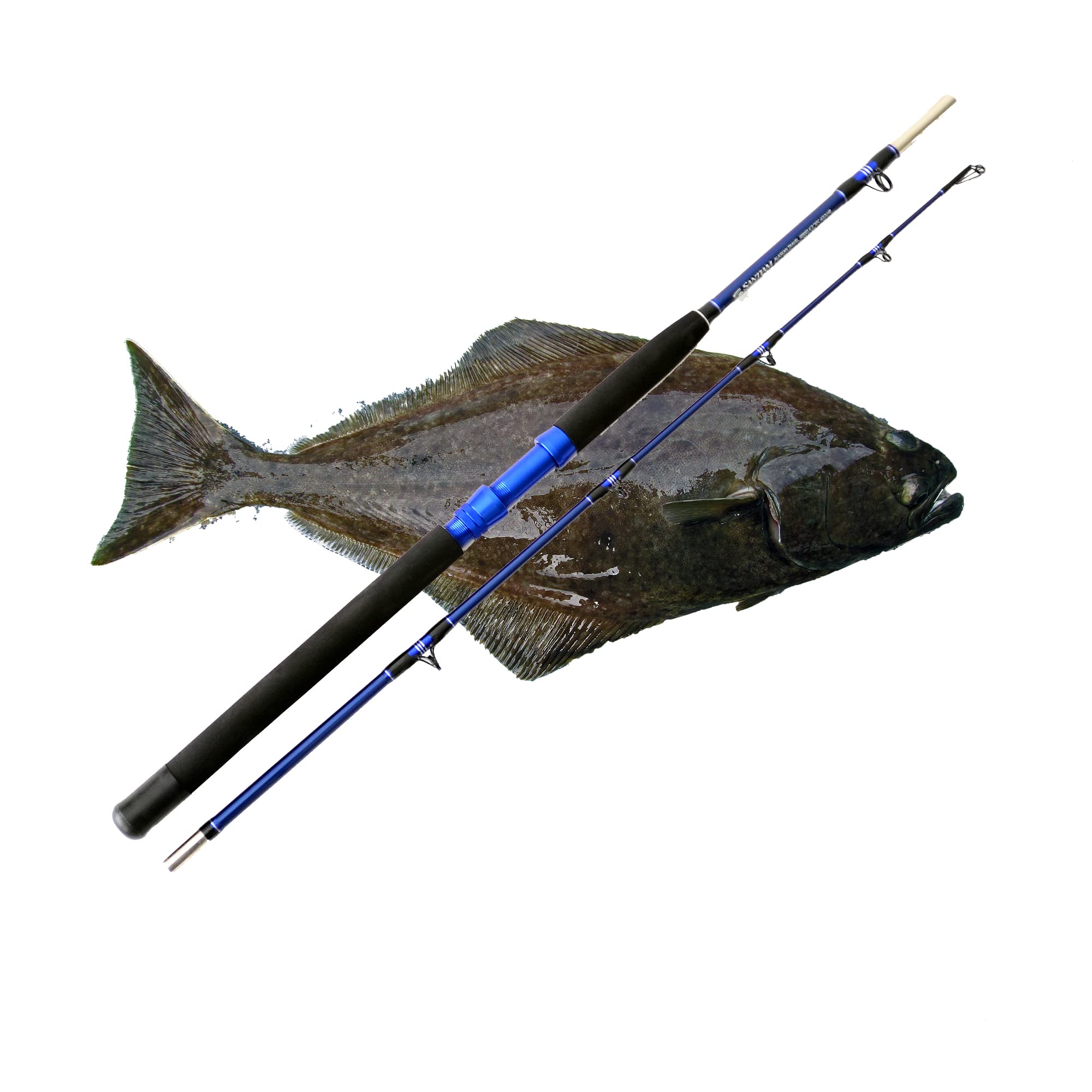 Travel Rod 2 Piece 6'3" 40-80lb (40-120lb Braided) Halibut/Tuna/Saltwater Rod