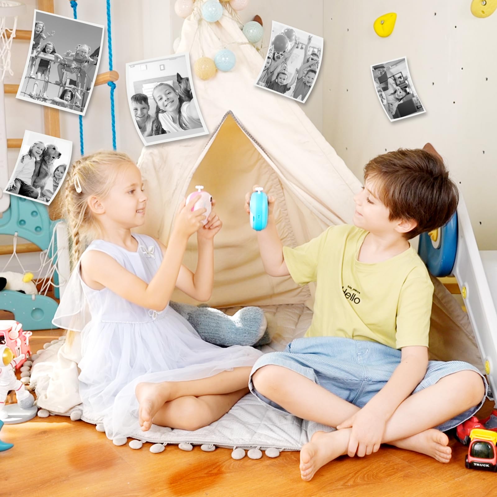 Ushining Camara Fotos Infantil Instantanea, 10X Zoom 1080P Videocámara Cámara Instantánea Niños con Pantalla de 2,4 Pulgadas Papel de Impresión y Tarjeta TF de 32GB, Regalos para Niños y Niñas, Azul