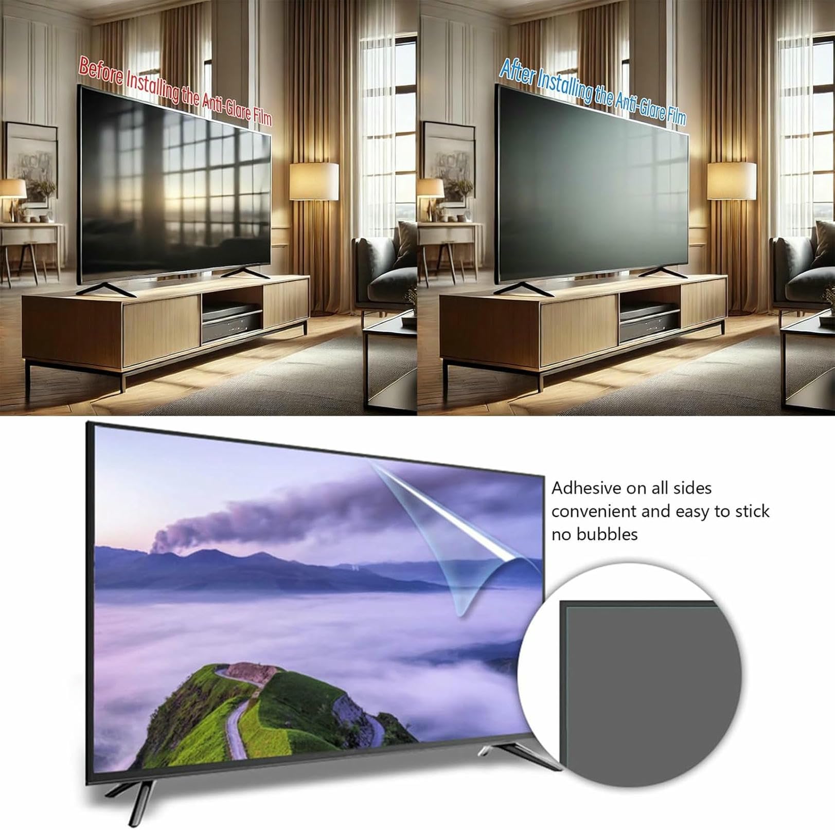 Pellicola antiriflesso Opaca per TV da 48 Pollici, Protezione AntiGraffio - Pellicola Protettiva Trasparente HD per TV LCD, LED, OLED e QLED 4K HDTV-