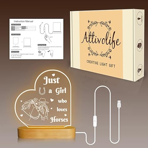 Miniatura 6 de Luz nocturna de caballo para niña, lámpara de mesa LED Attivolife Pony, lindo animal, blanco cálido, decoración de habitación, amante de los