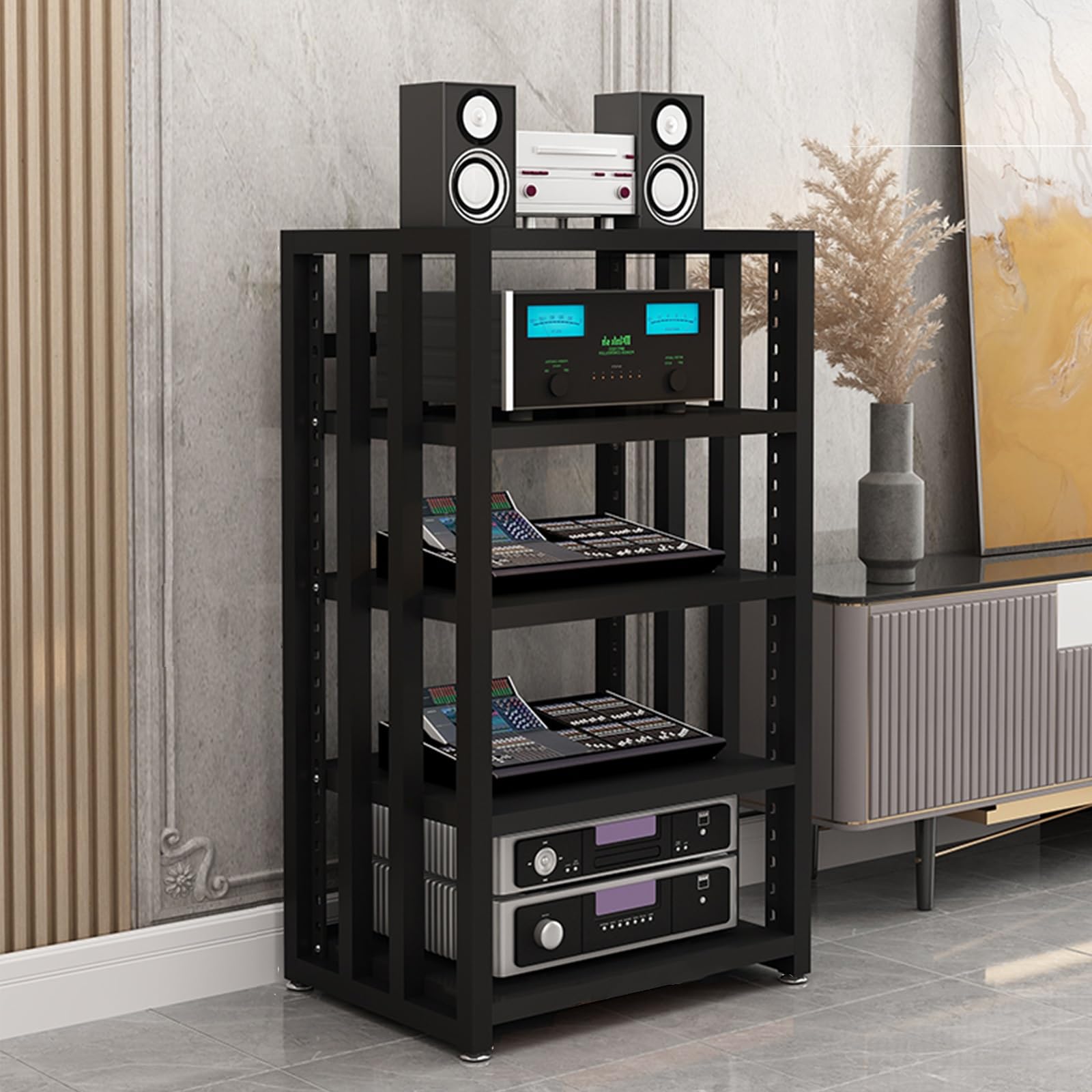 Meuble chaine hifi d'angle pour salon et espace cinéma maison