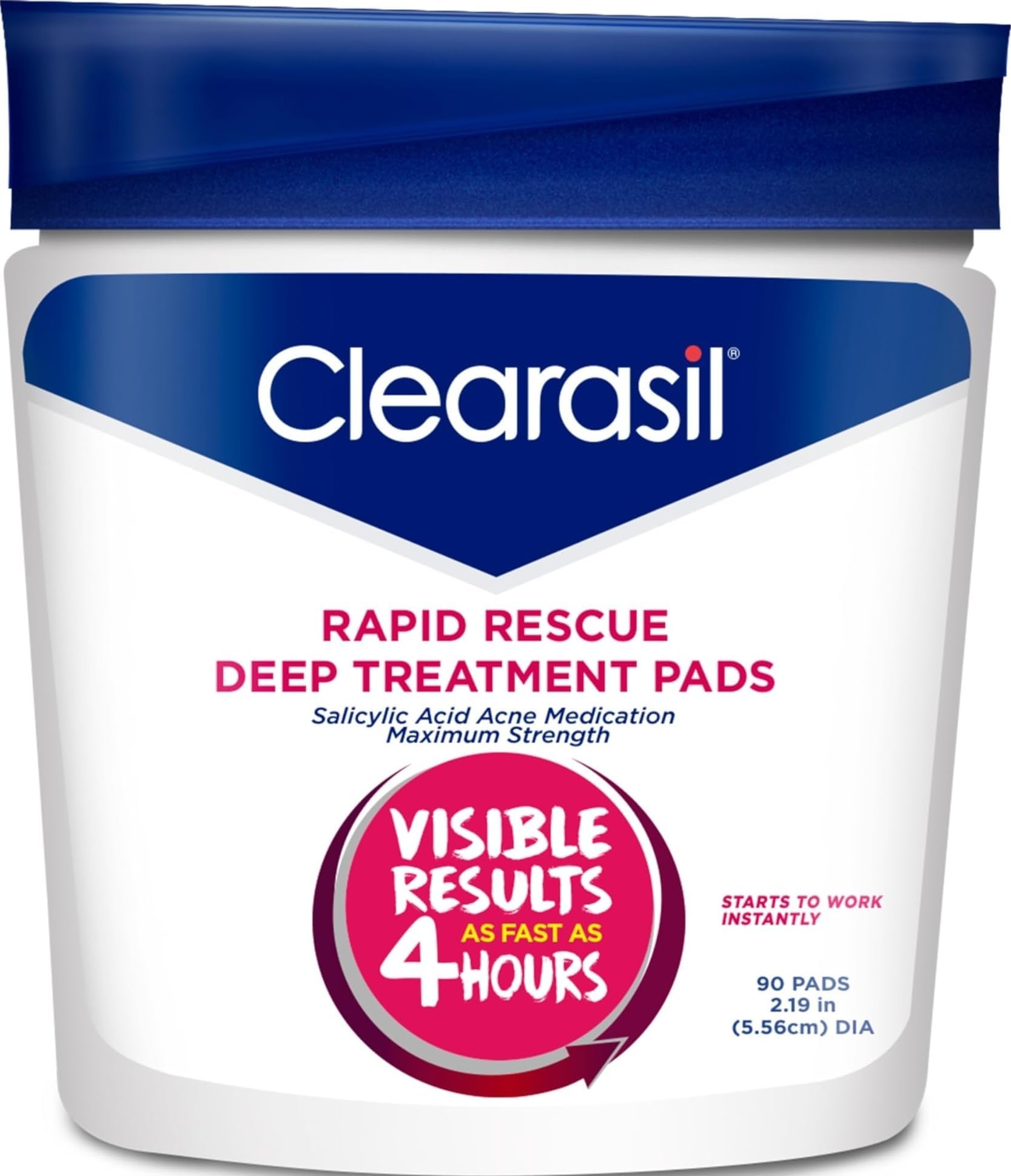 Rapid Rescue Deep Treatment Acne Face Pads, Maximum Strenght with 2% Salicylic Acid Acne Treatment Medicine, 90 Count