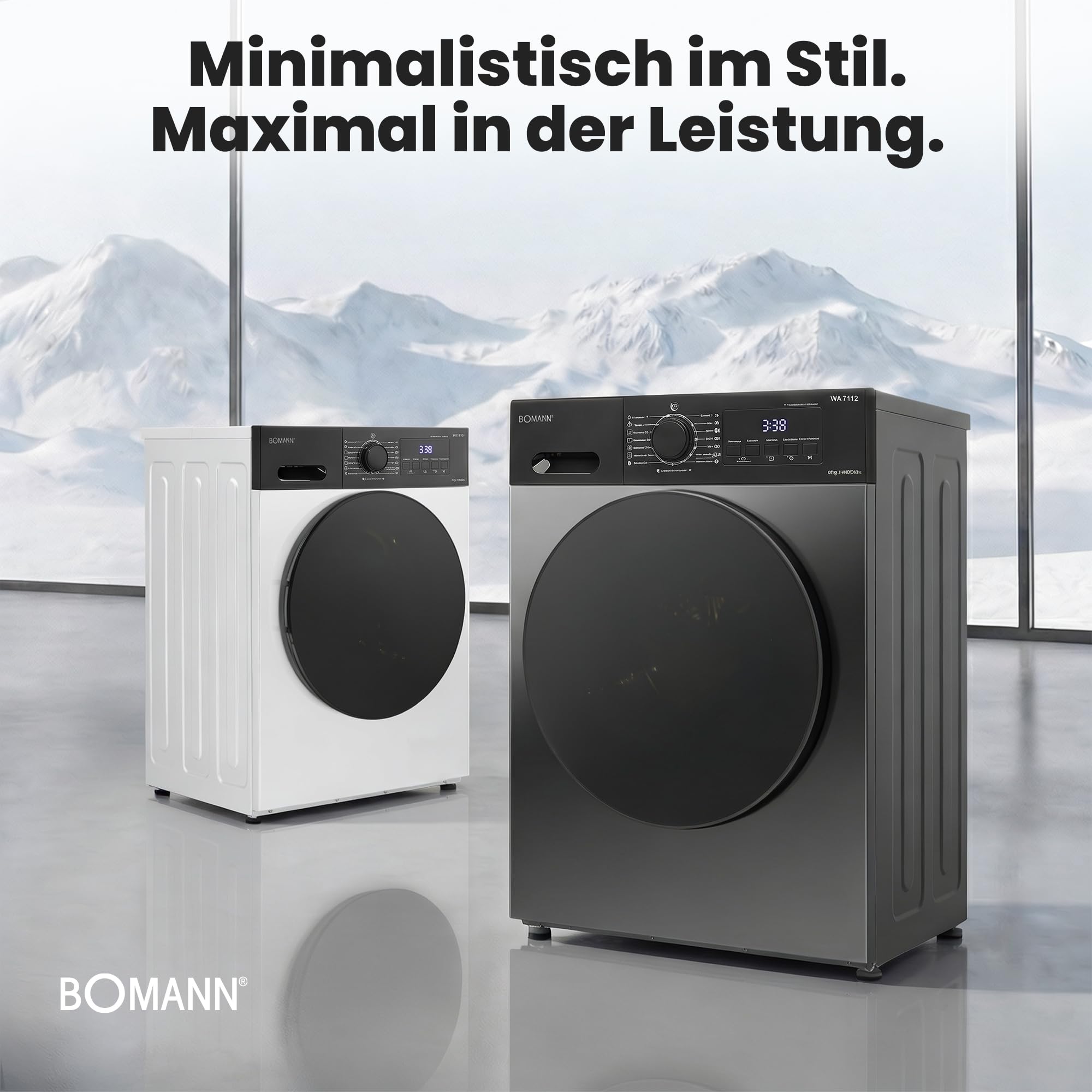 Bomann® Waschmaschine 10kg | 5 Jahre Motor-Garantie | Invertermotor - effizient, leise & langlebig | inkl. Aqua-Stop | max. 1400 U/min | 15 Programme | LED-Display | Washing Machine | WA 7112 schwarz