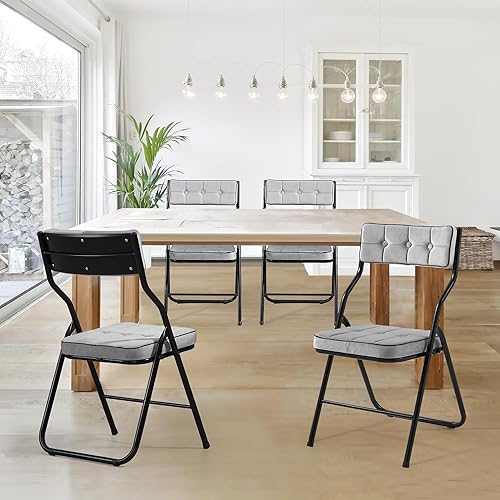 Miniatura 2 de HOMEFUN Paquete de 4 sillas plegables acolchadas, sillas de comedor plegables con cojín, asiento adicional portátil y ensamblado para invitados,