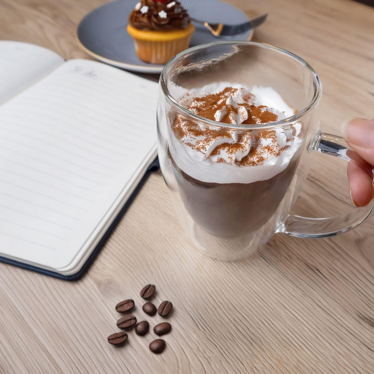4 Bicchieri Termici Doppia Parete 250ml - Per Cappuccino, Caldi E Freddi, Con Scatola Regalo - Foto 8