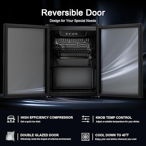 Miniatura 5 de Antarctic Star Refrigerador de bebidas para 68 latas, mini refrigerador con puerta de vidrio para bebidas de cerveza, vino, refrigerador pequeño
