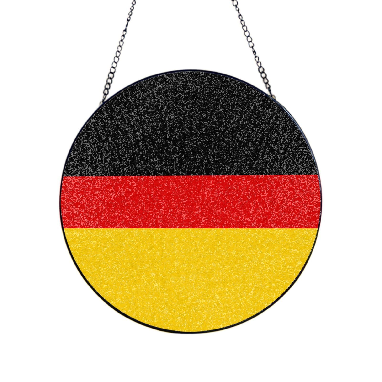 Phayah German Flag Print Glass Window Hanging Sun Catchers Suncatcher Decor For Birthday For Home Garden Porch 6in（15cm）