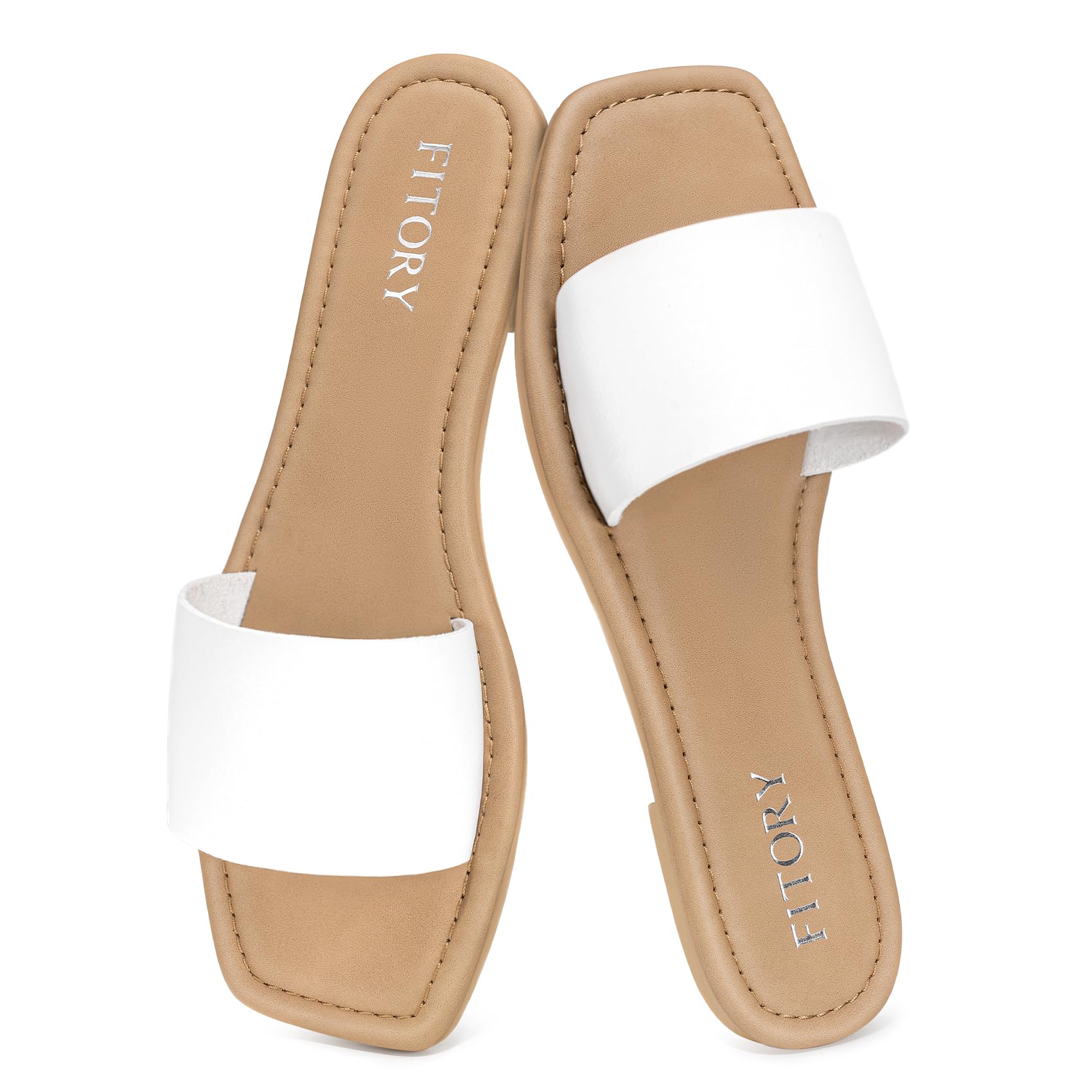 FITORY Womens Slide Sandals Dressy Flat Comfortable Slippers for Summer