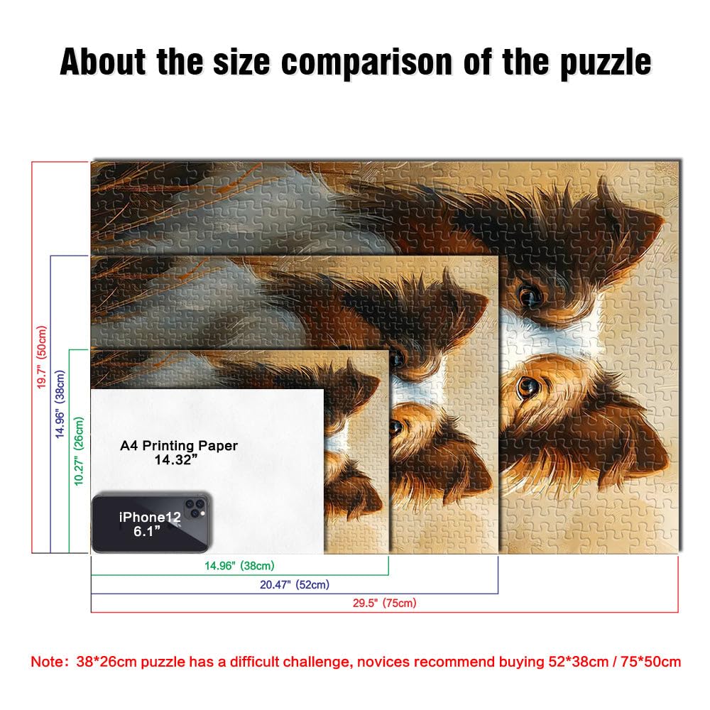 Portrait de Chiot Border Collie Puzzle pour Adultes 2000 pièces Casse-tête pour Car C'est Un pour Toute la Famille 70x100cm