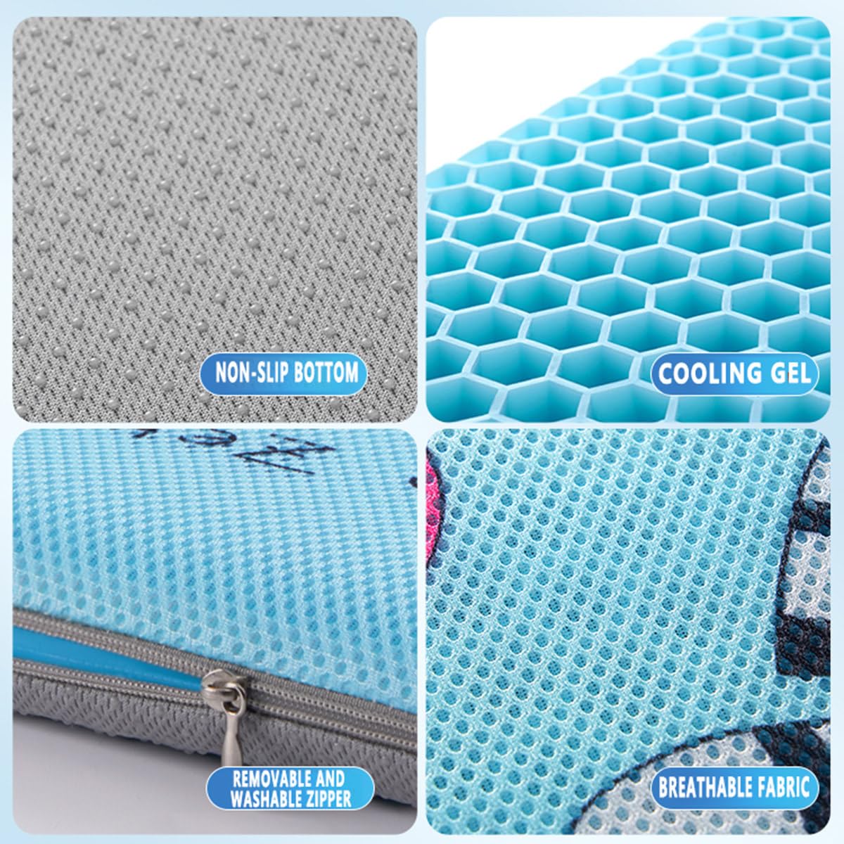Nuevo cojín de Gel de Nido de Abeja, Almohadilla de Cadera disipadora de Calor, Almohadilla para Silla de Oficina, ciática, Dolor sedentario, Transpirable, para Almohadilla,BlackB40x40cm