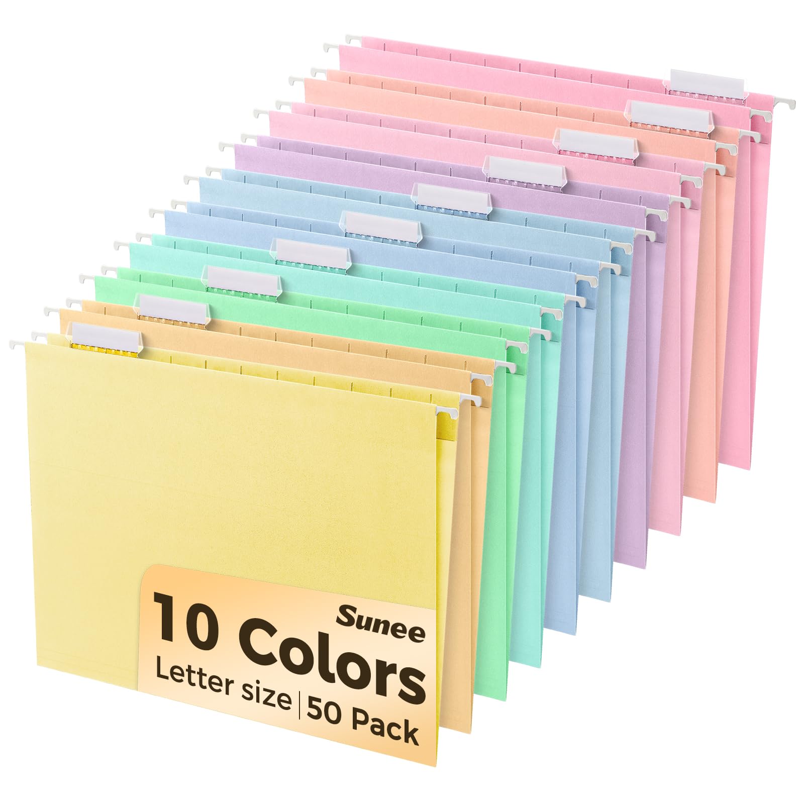 Photo 1 of SUNEE Hanging File Folders, 50 Pack Letter Size, 10 Macaron Colors